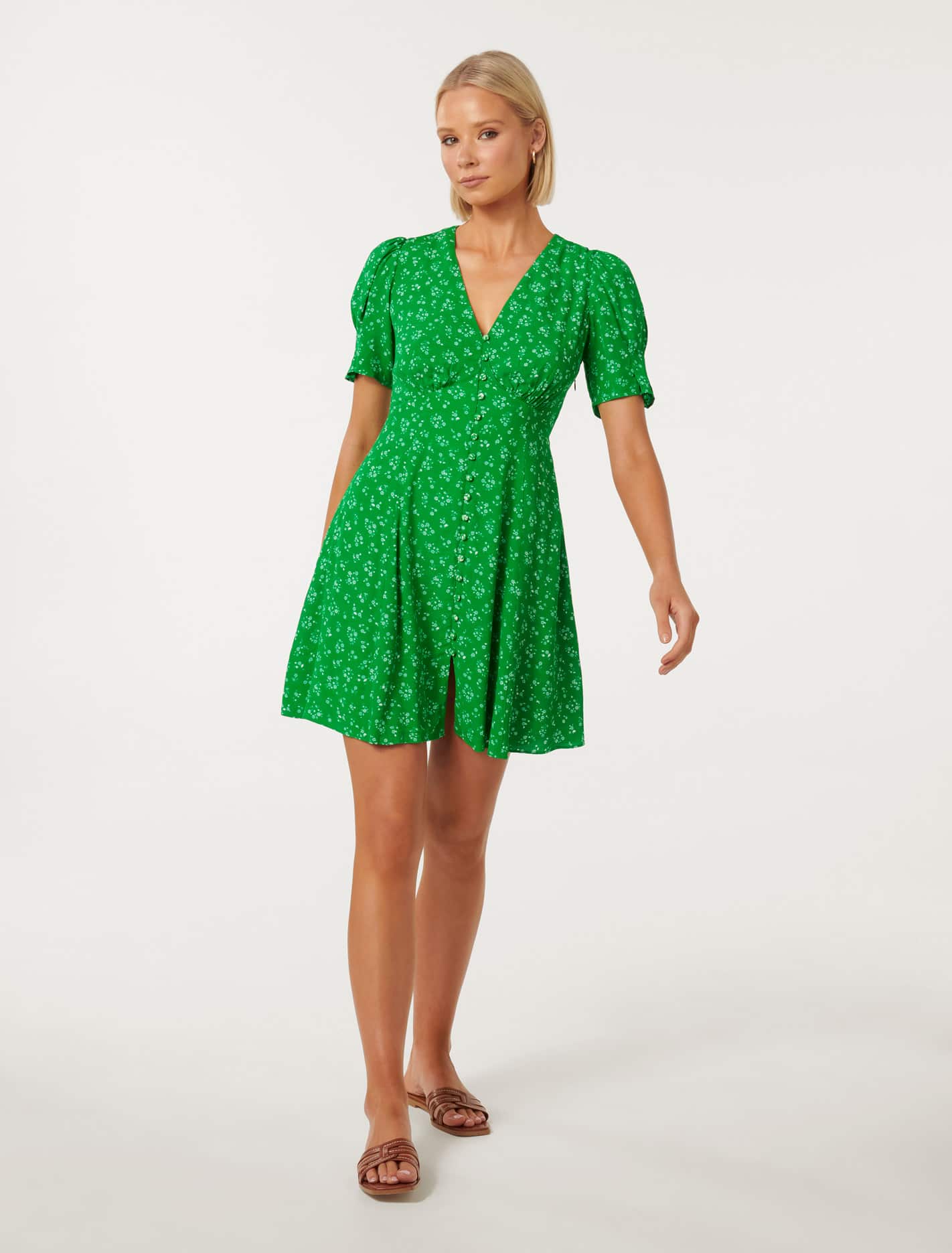 Saffron Printed Mini Sun Dress Fern Flindon Ditsy