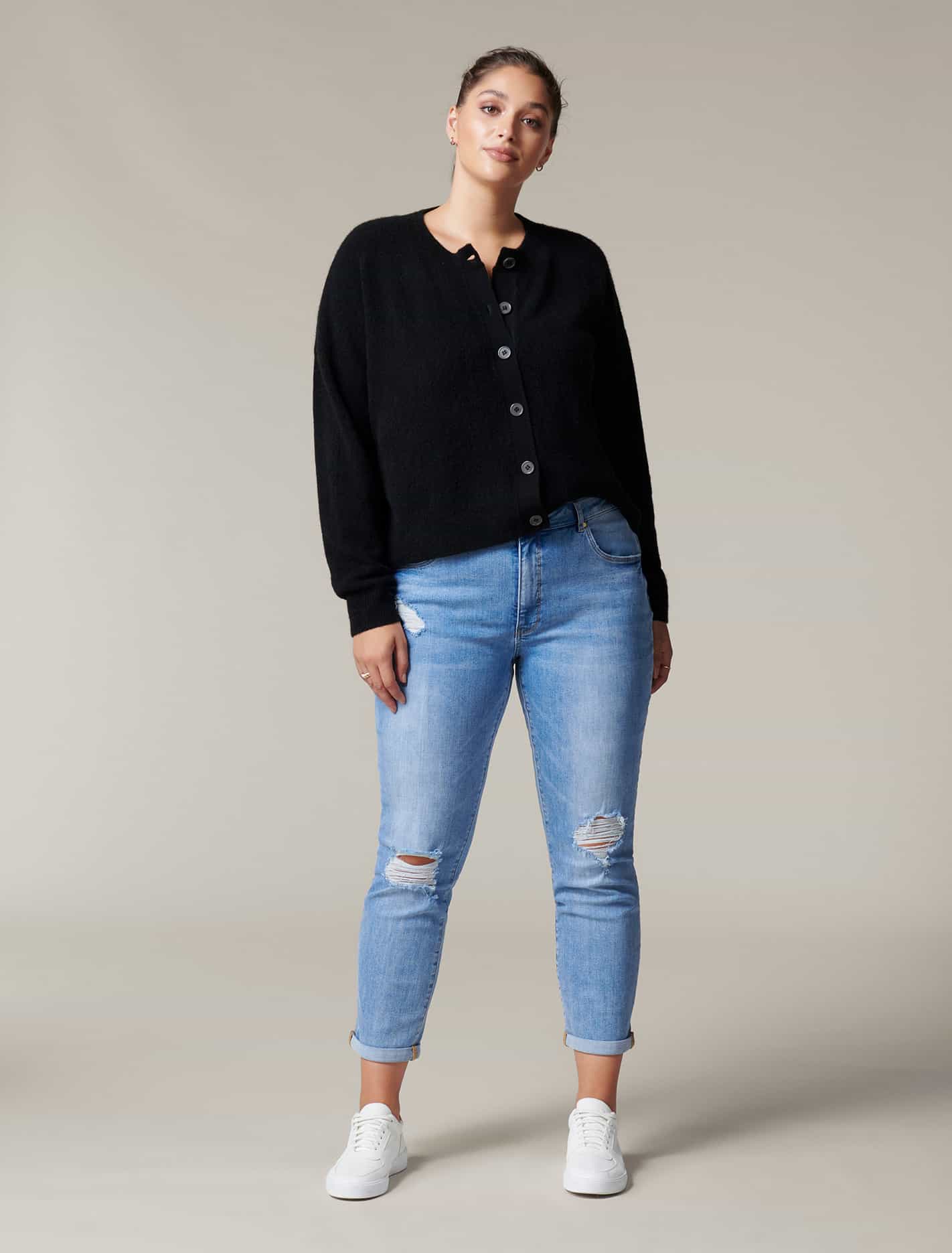 Maxine Curve Button Up Cardigan Black