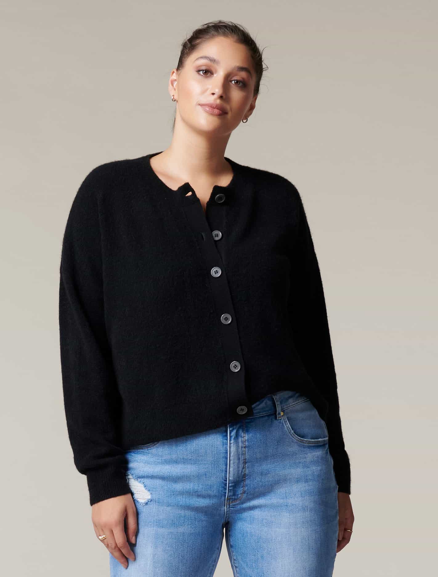 Maxine Curve Button Up Cardigan Black