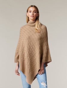 Ruby Cable Knit Poncho Almond