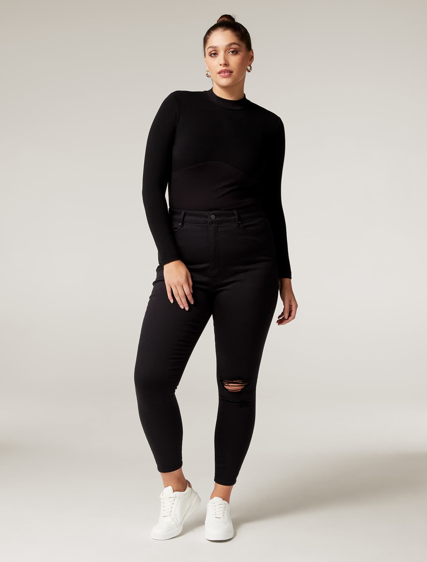 Bianca Curve Ripped Ankle Jean Forever Black