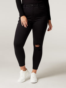 Bianca Curve Ripped Ankle Jean Forever Black