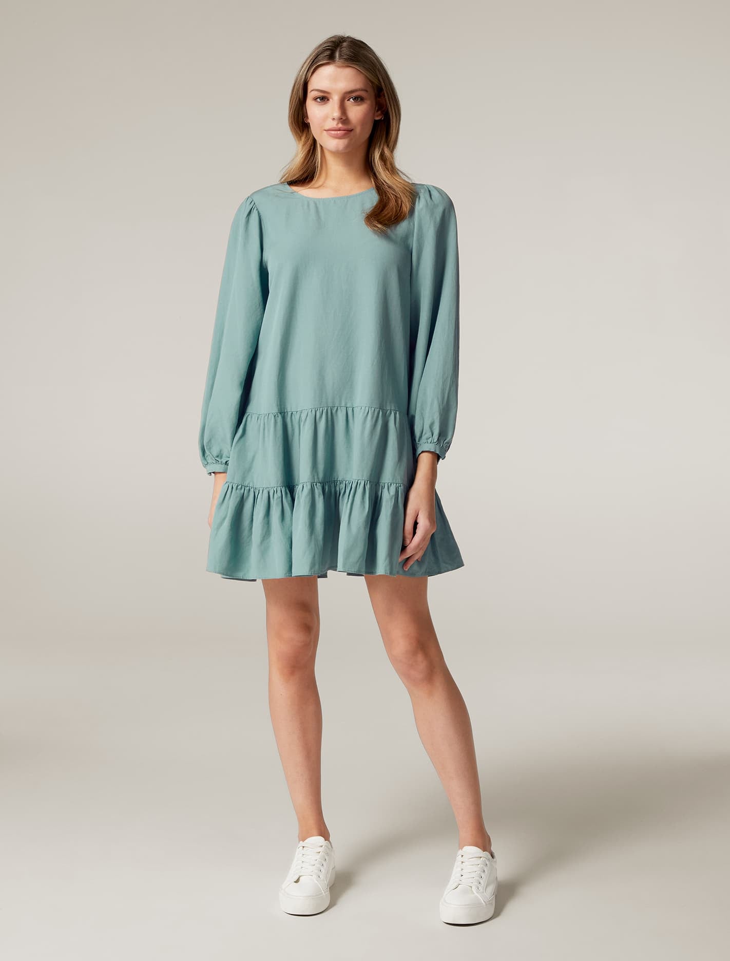 Tara Petite Tiered Smock Dress Seabed
