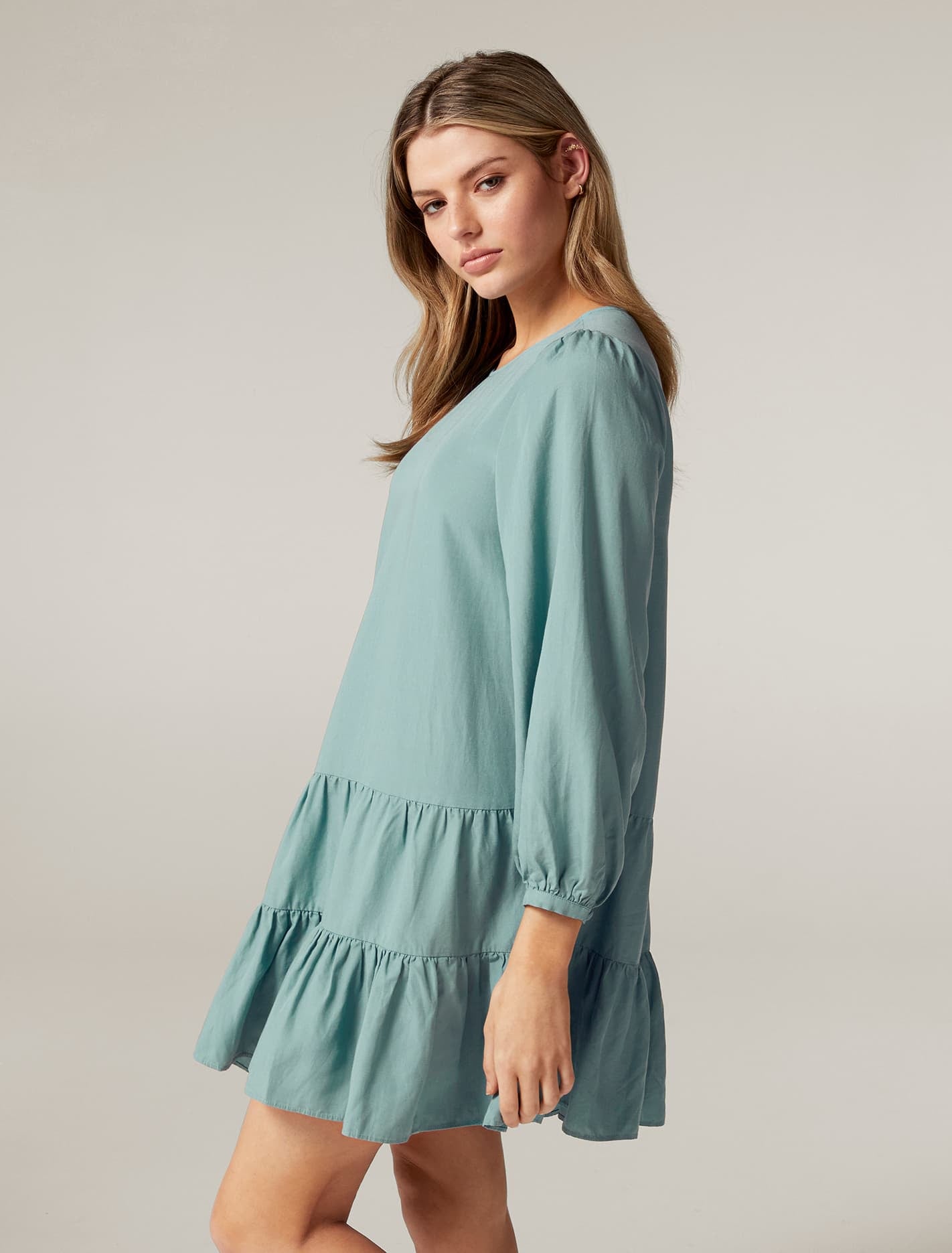 Tara Petite Tiered Smock Dress Seabed