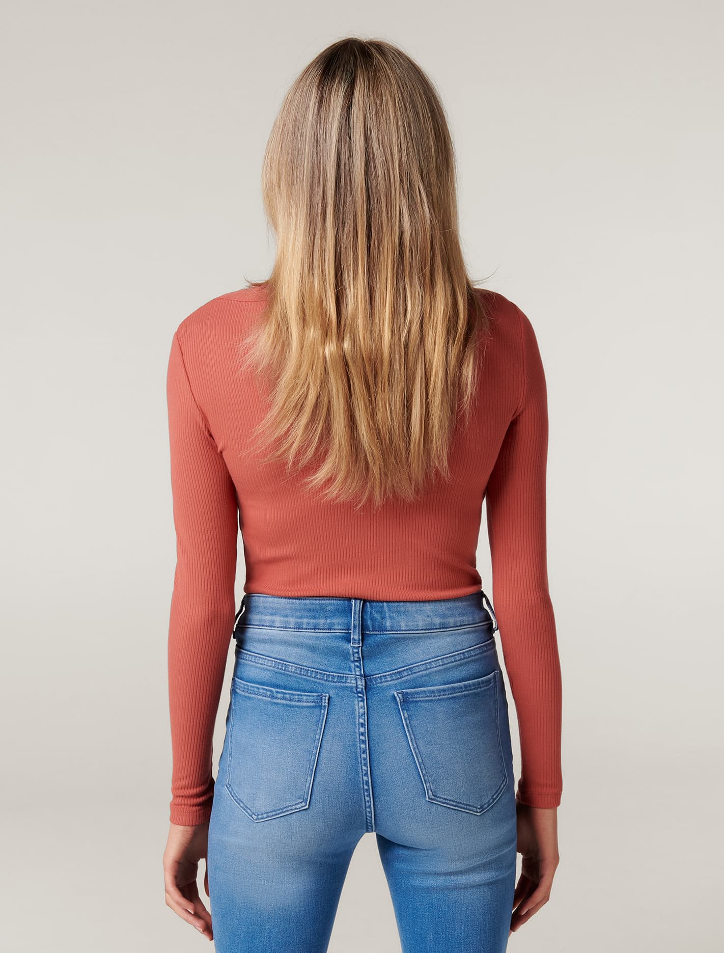 Sienna Petite Scoop Neck Long Sleeve Rust