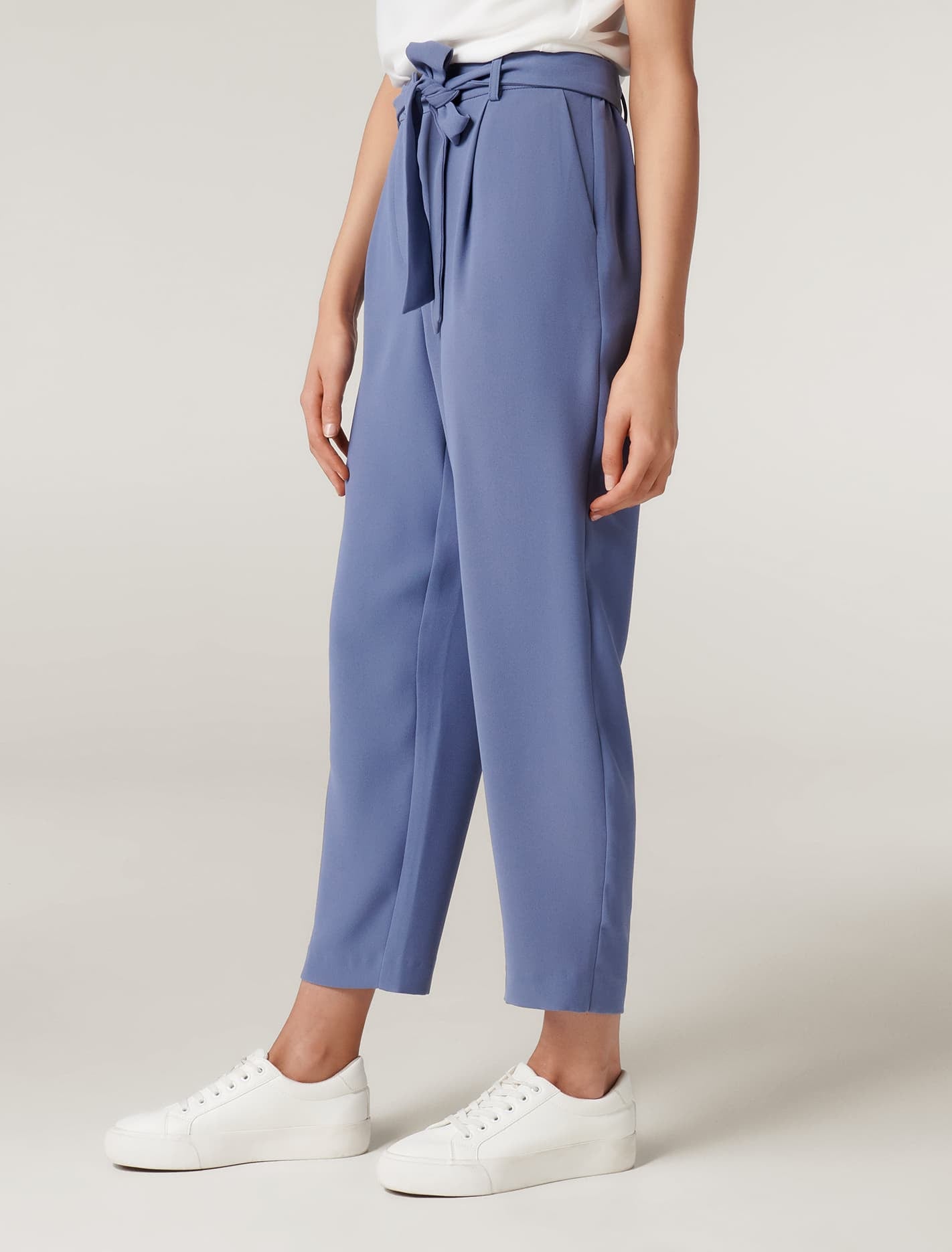 Penny Petite Tie-Waist Slim Pants Workwear Blue