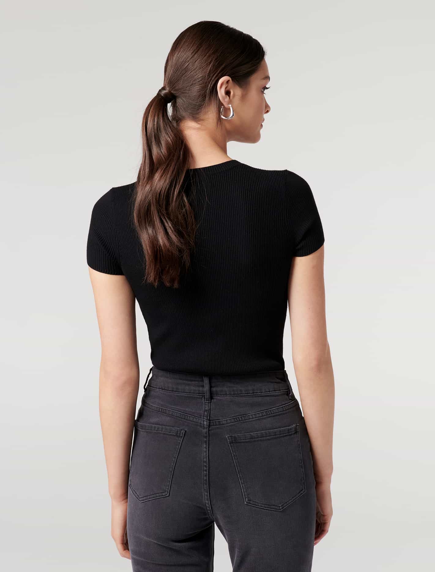 Ruby Crew-Neck Knit Tee Black