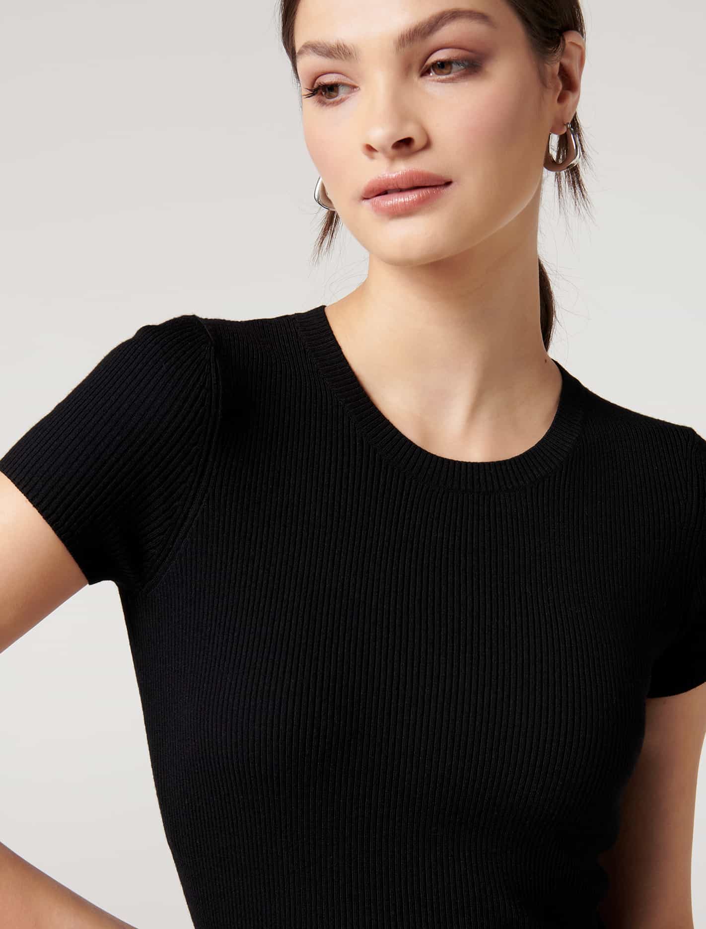 Ruby Crew-Neck Knit Tee Black