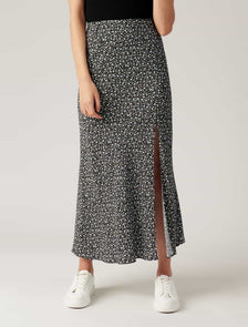 Blanca Petite Bias Split Midi Skirt Brighton Ditsy