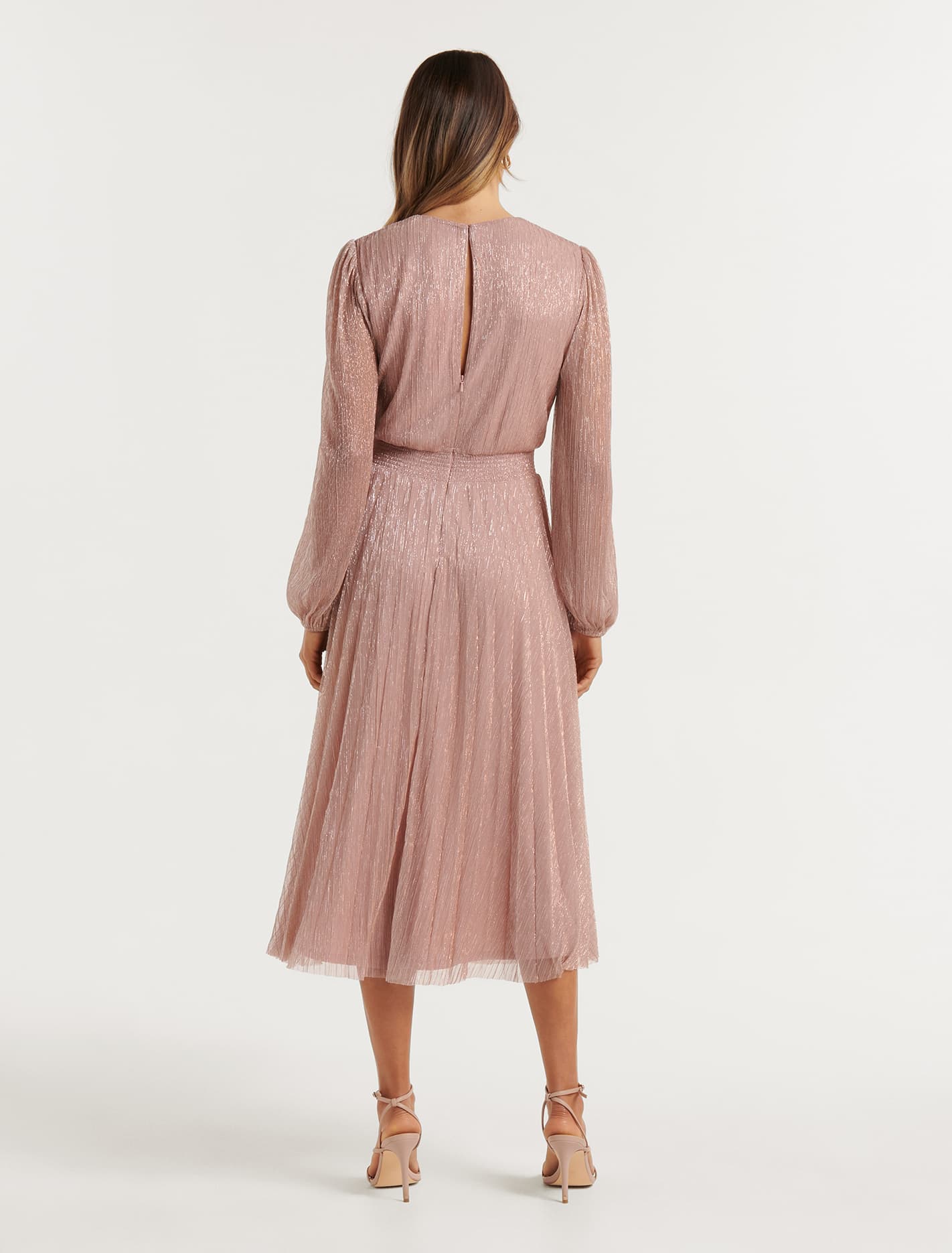 Taylor Pleated Plisse Midi Blush