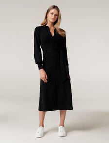 Olivia Fit and Flare Knit Dress Black