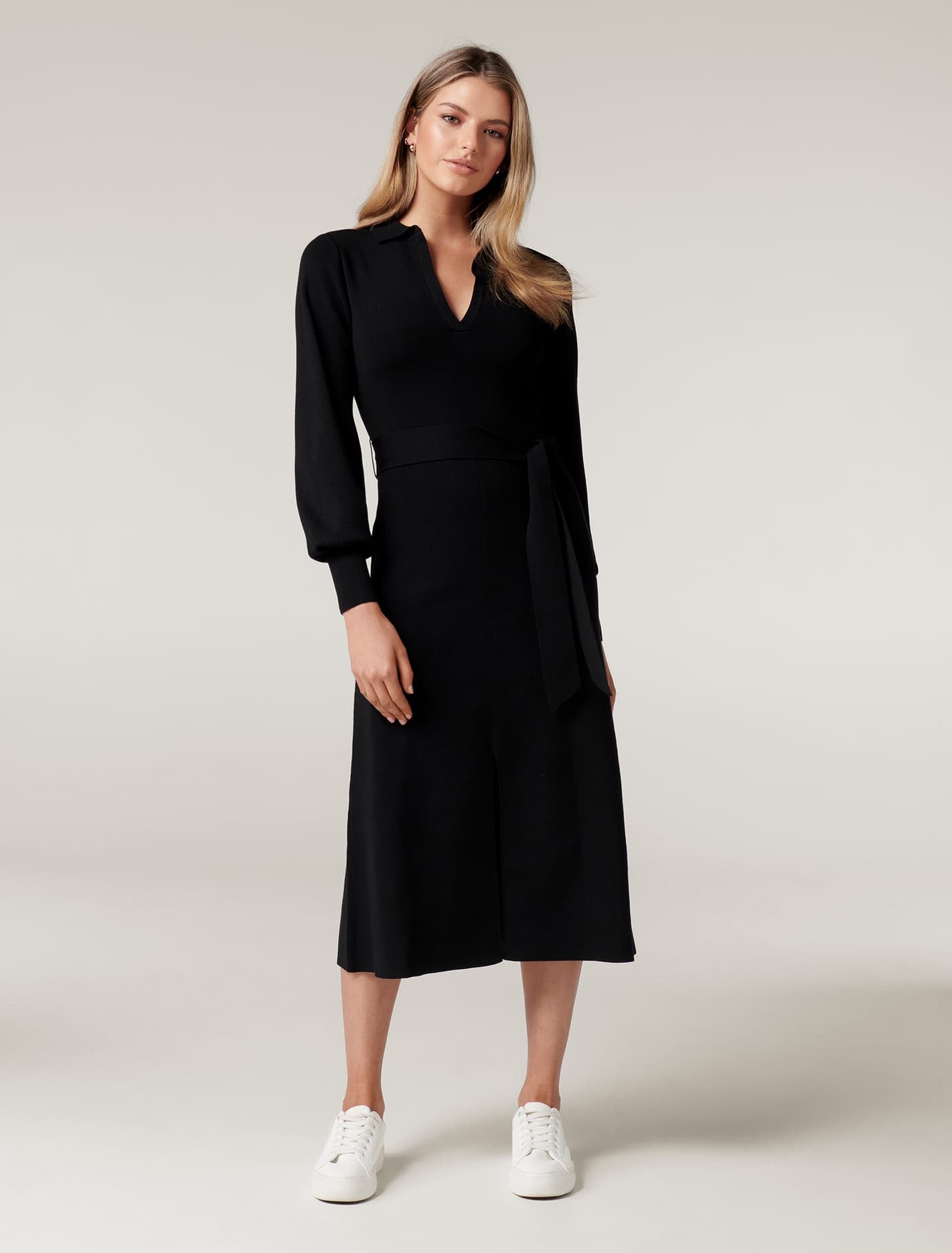 Olivia Fit and Flare Knit Dress Black