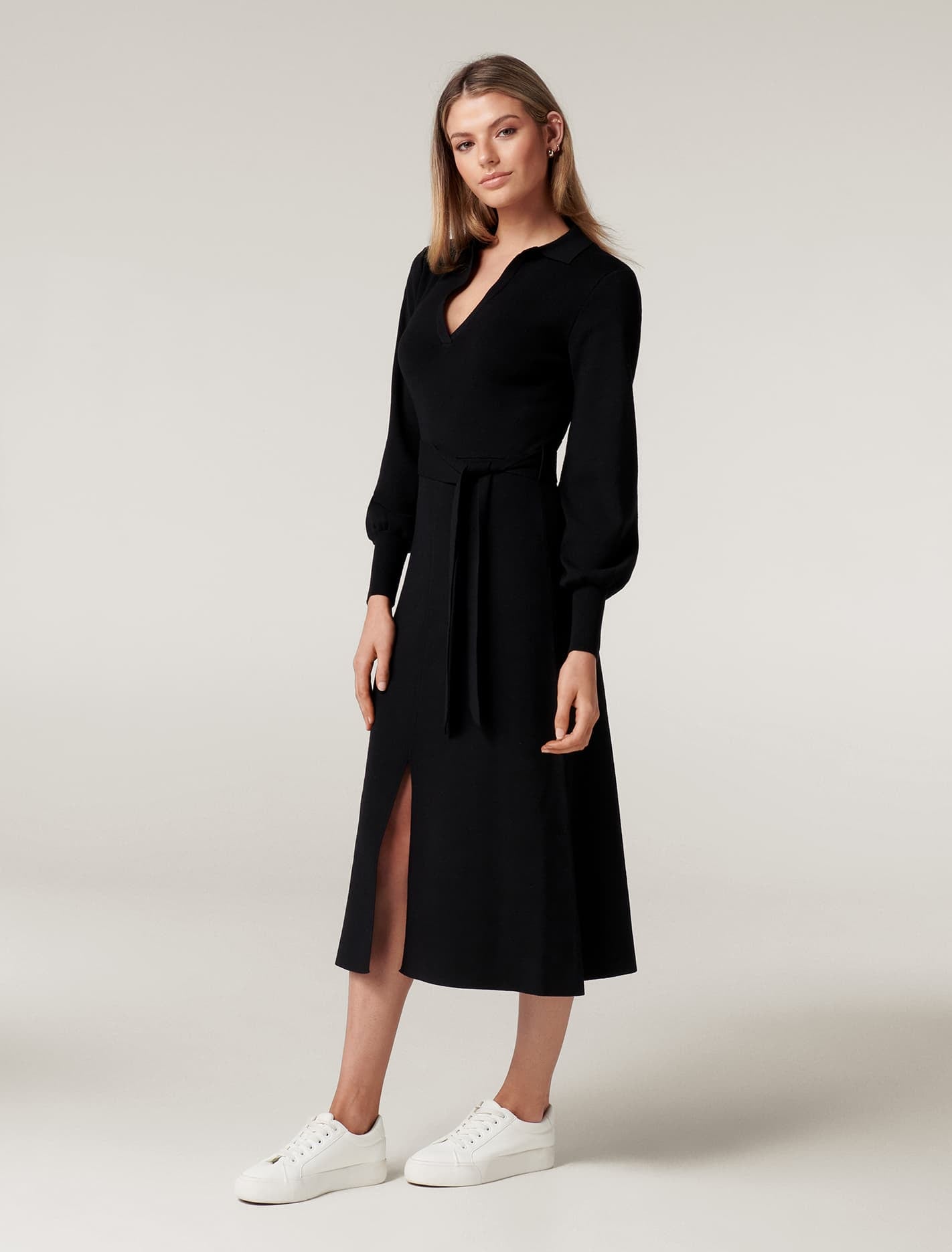 Olivia Fit and Flare Knit Dress Black