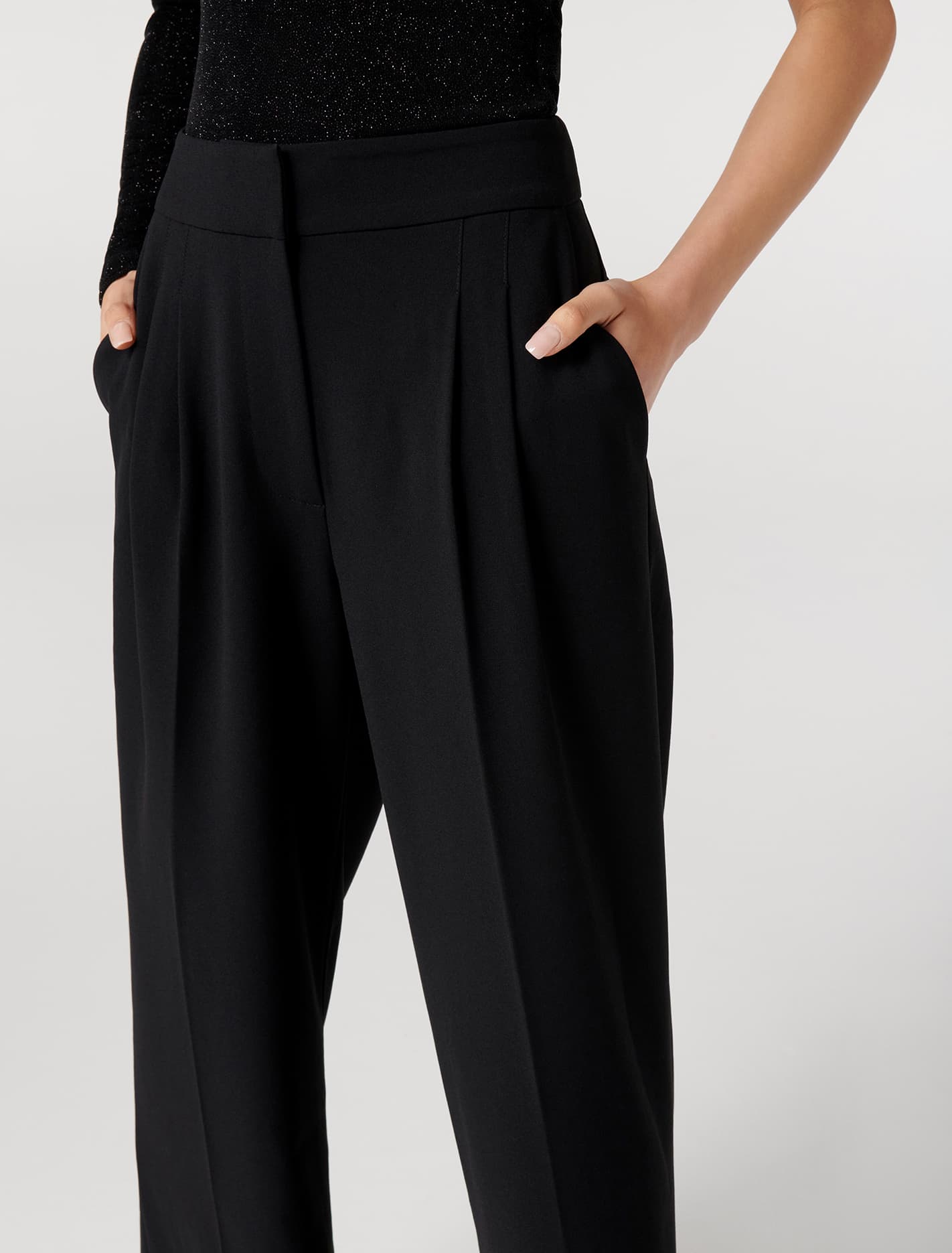 Remi Petite Tailored Wide-Leg Pants Black