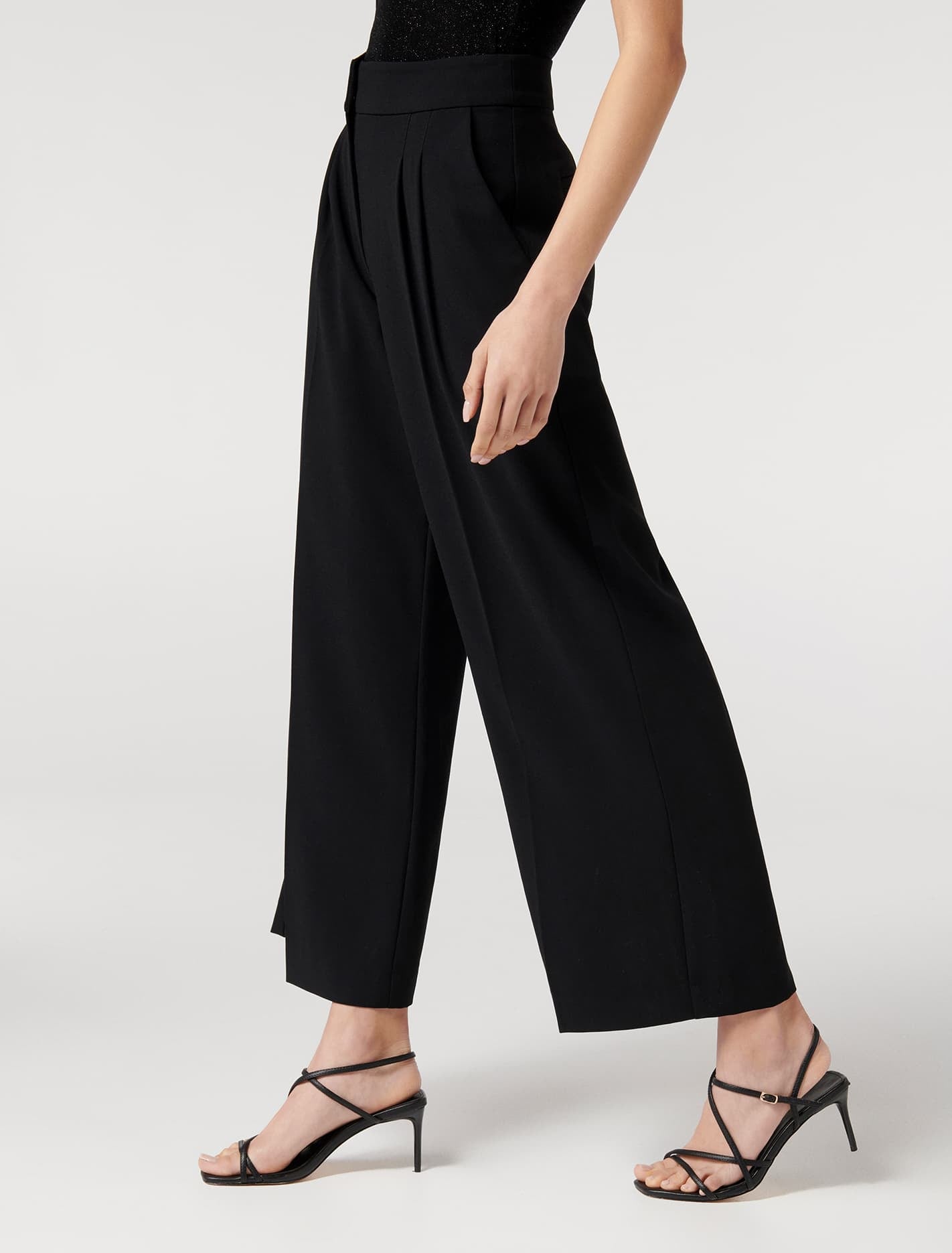 Remi Petite Tailored Wide-Leg Pants Black