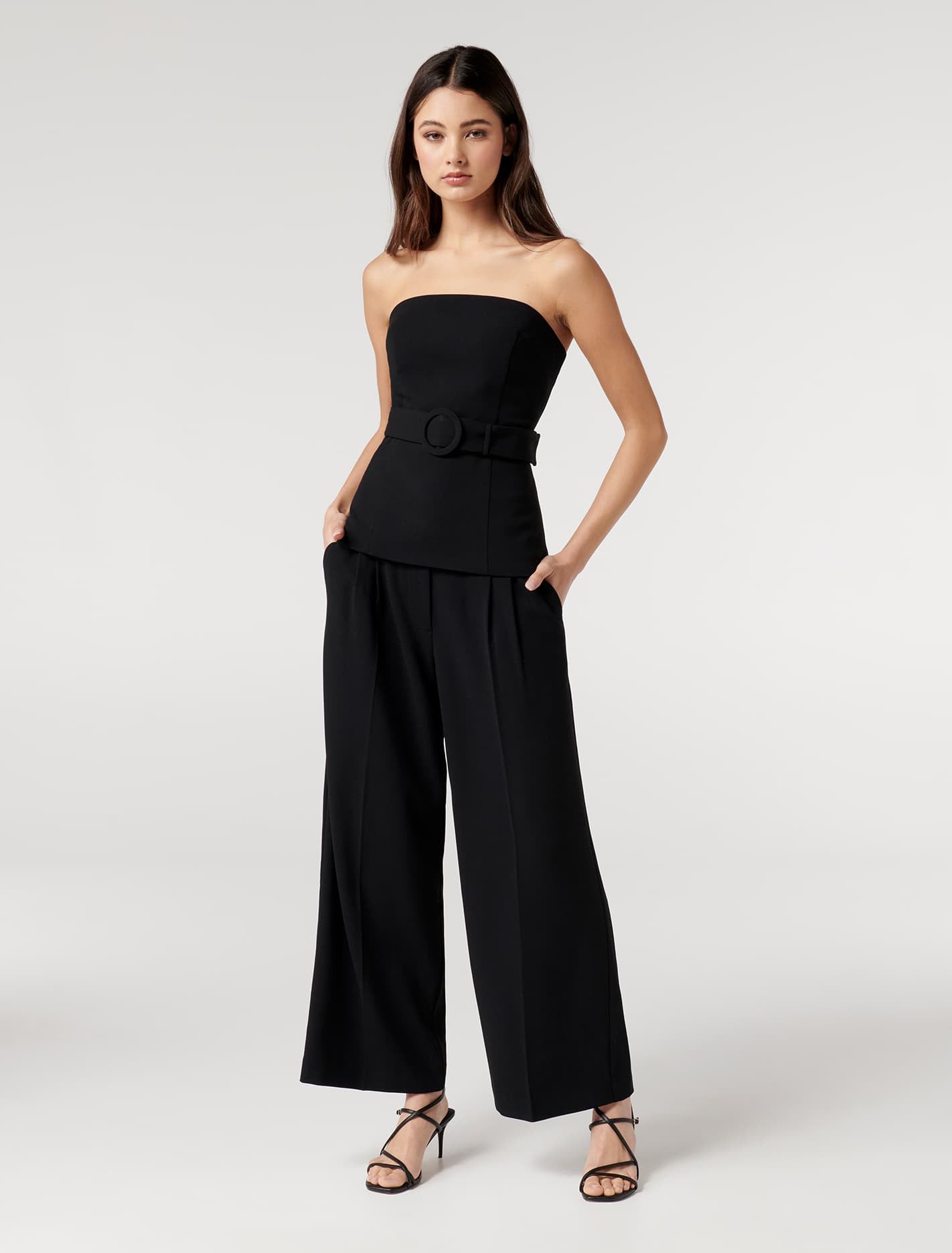 Remi Petite Tailored Wide-Leg Pants Black