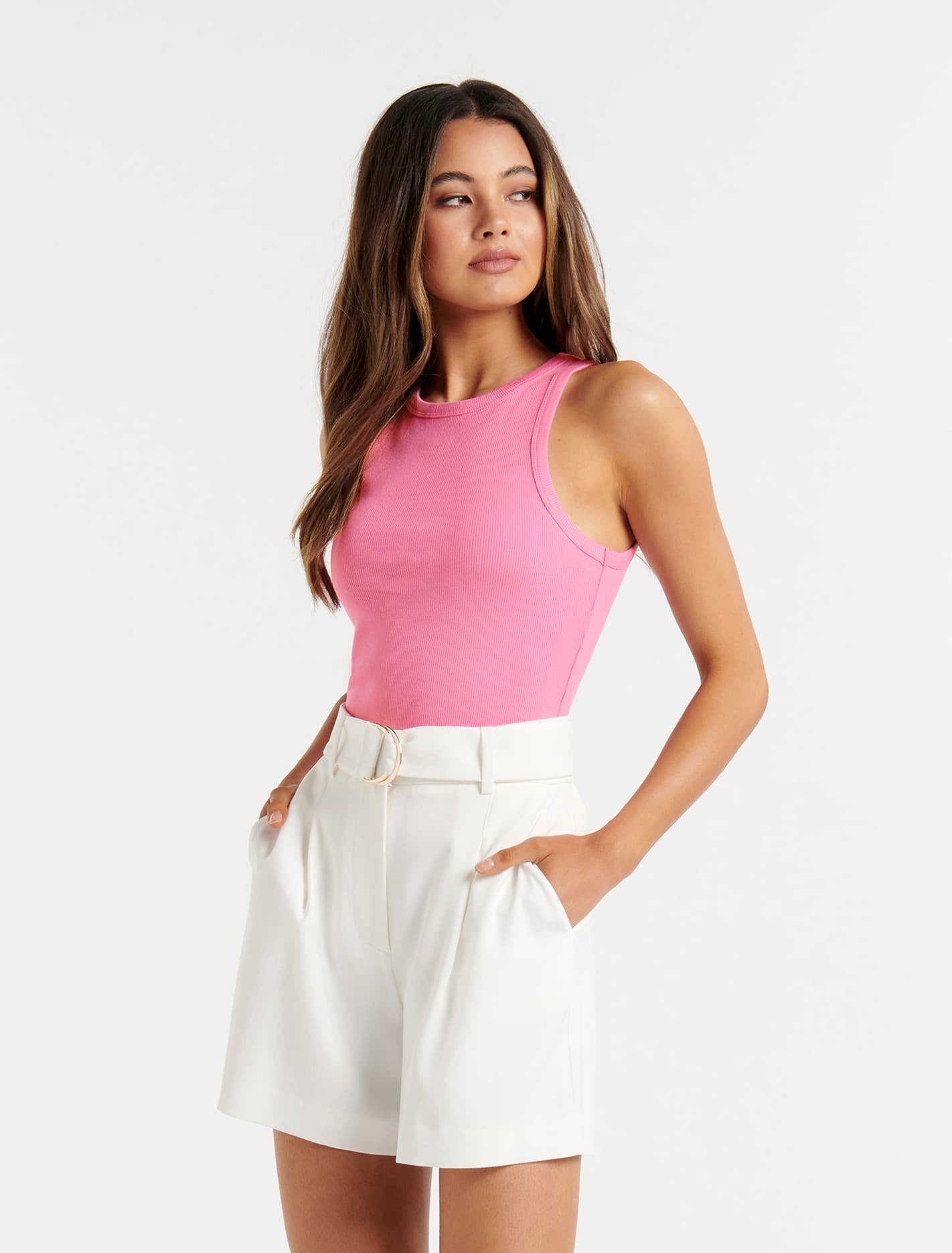 Remi Rib Racer Tank Carnation