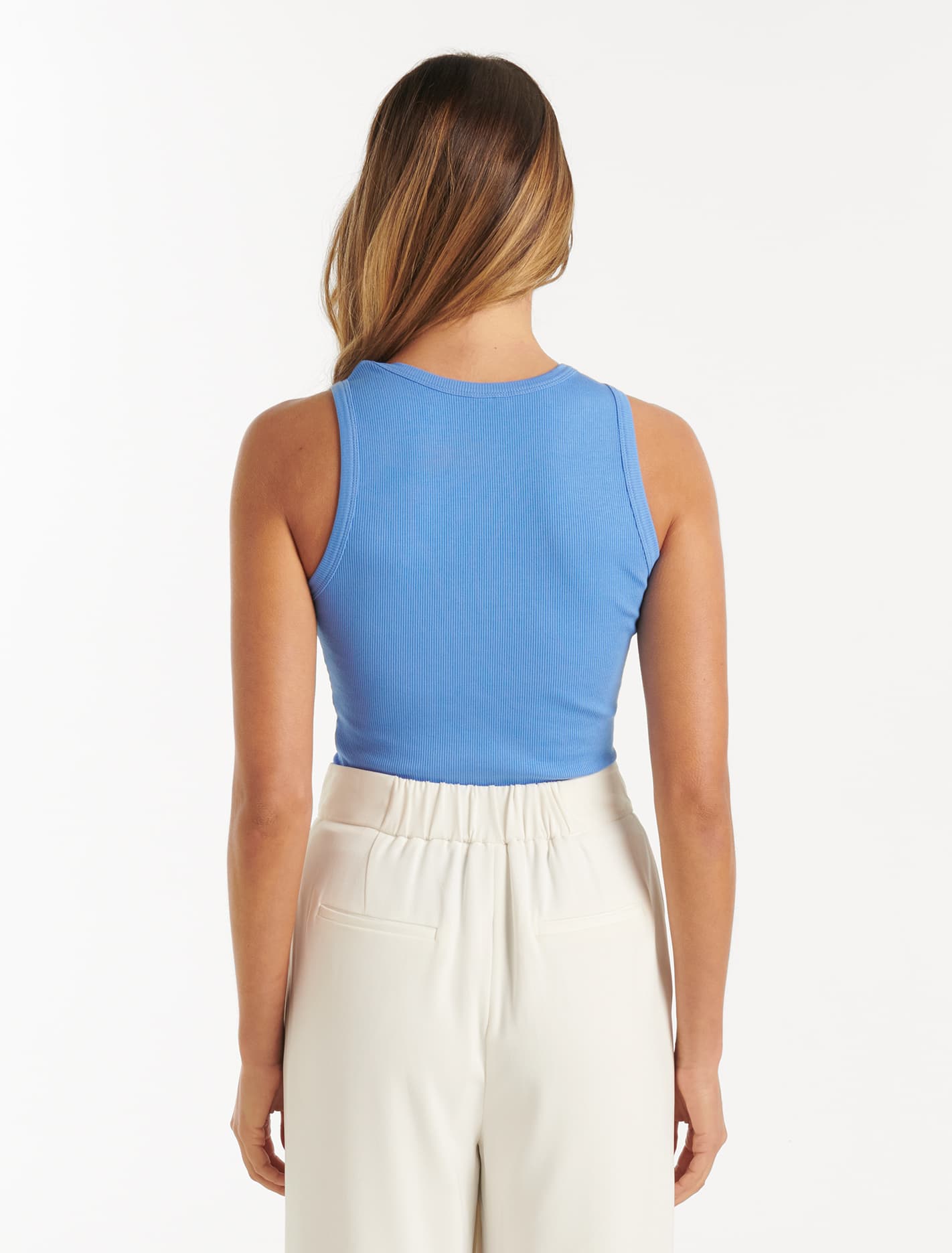Remi Rib Racer Tank Cornflower Blue