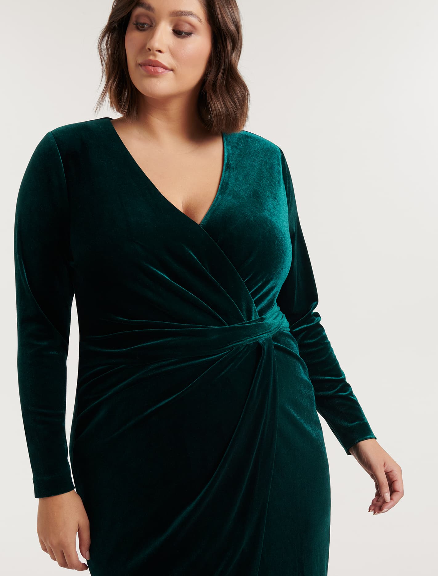 Antionette Curve Wrap Midi Dress Dark Green