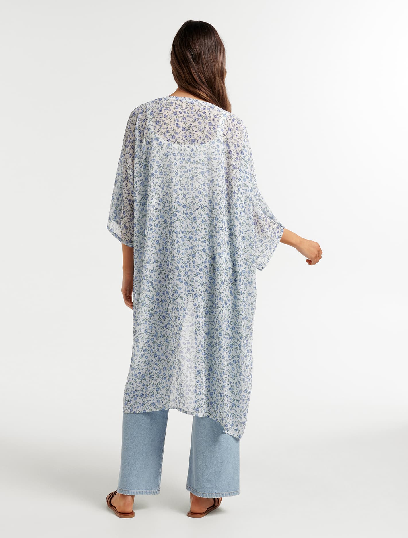 Ella Floral Print Long Kimono Montebello Ditsy