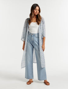 Ella Floral Print Long Kimono Montebello Ditsy