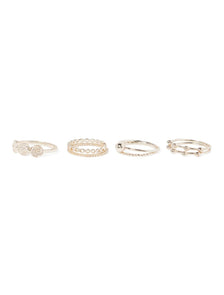 Monica Gold Medallion 8Pack Rings Shiny Gold
