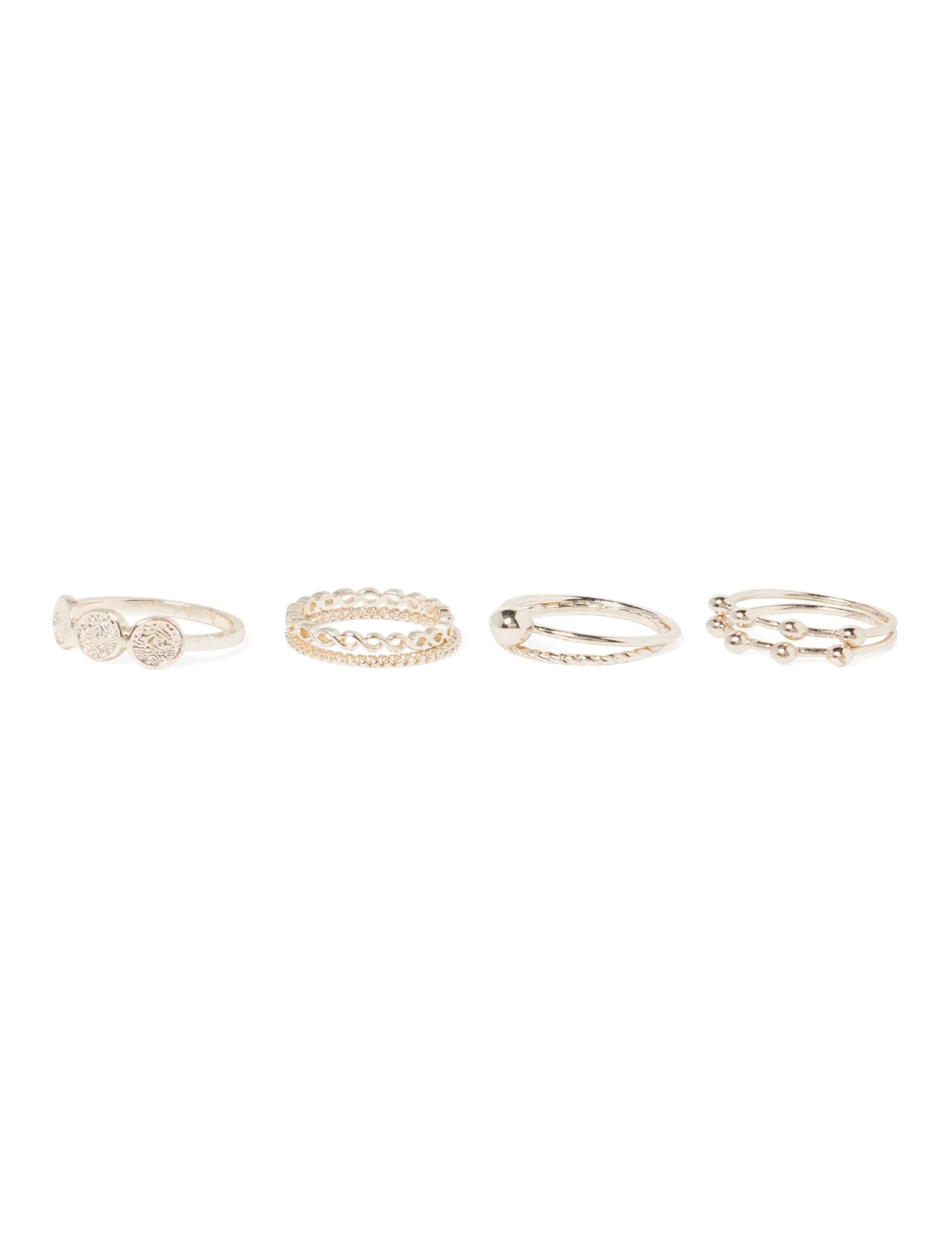 Monica Gold Medallion 8Pack Rings Shiny Gold