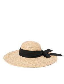 Lydia Chiffon Tie Straw Sunhat Natural Black