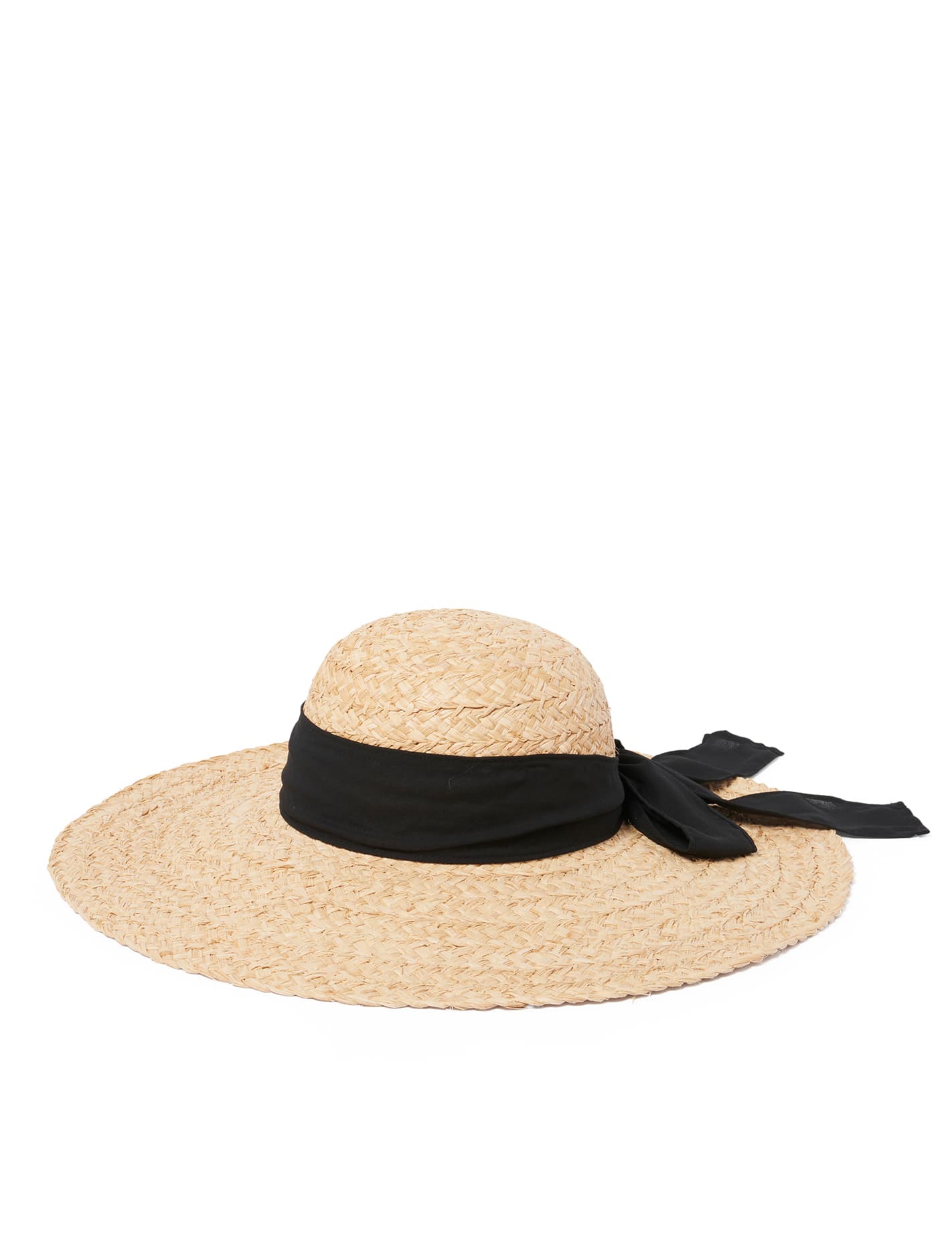 Lydia Chiffon Tie Straw Sunhat Natural Black