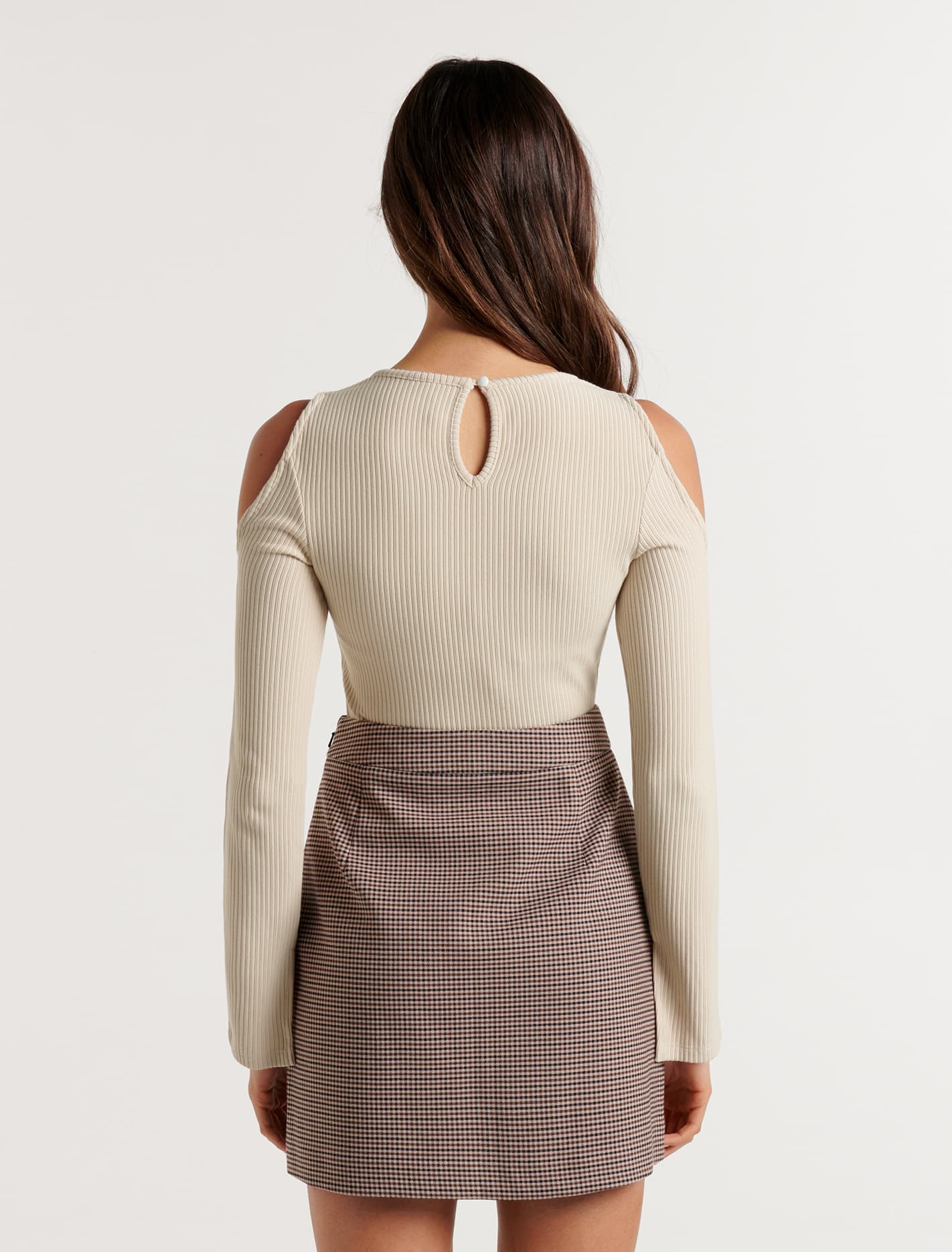 Dakota Cold Shoulder Rib Top Sand