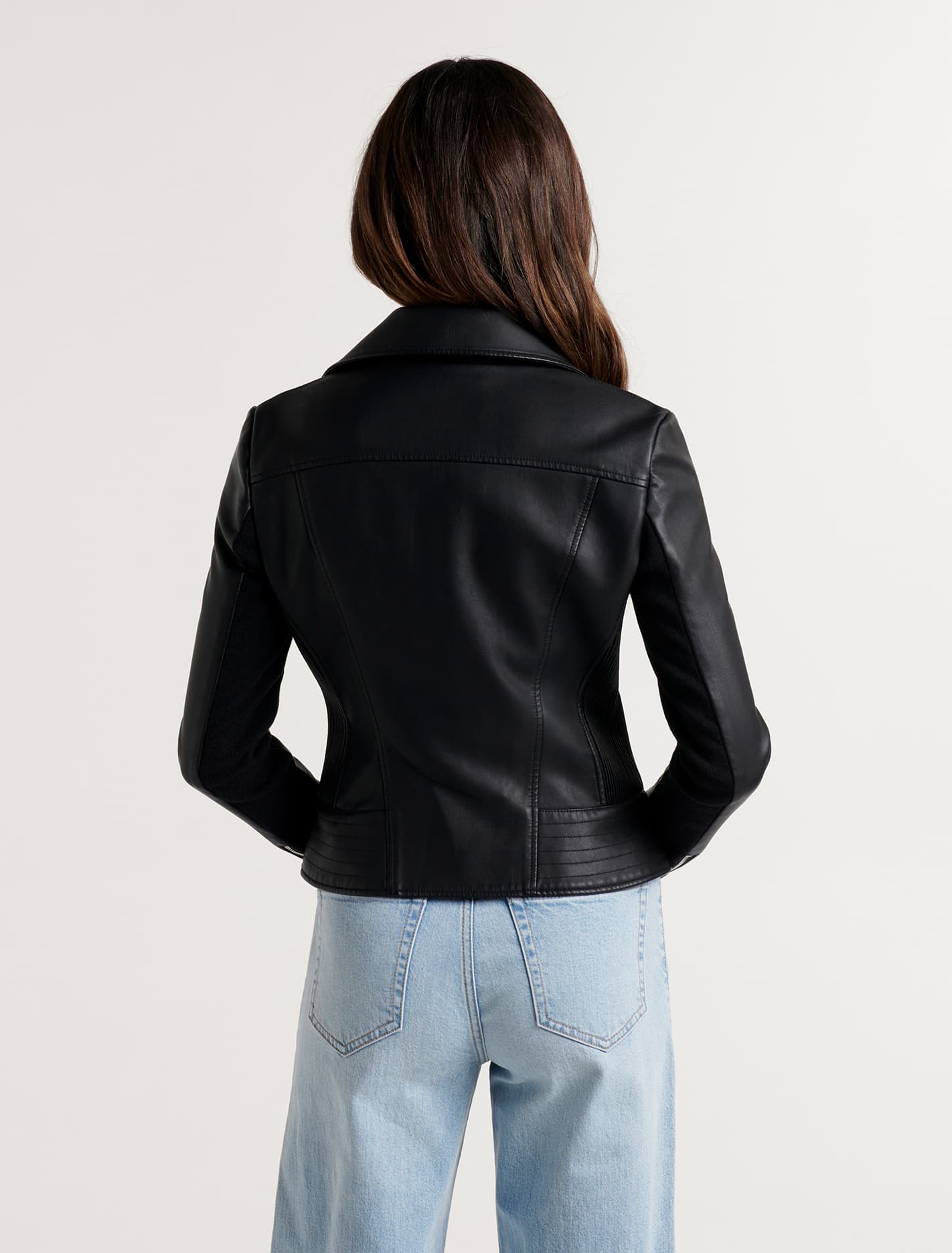 Skye Vegan Leather Biker Jacket Black