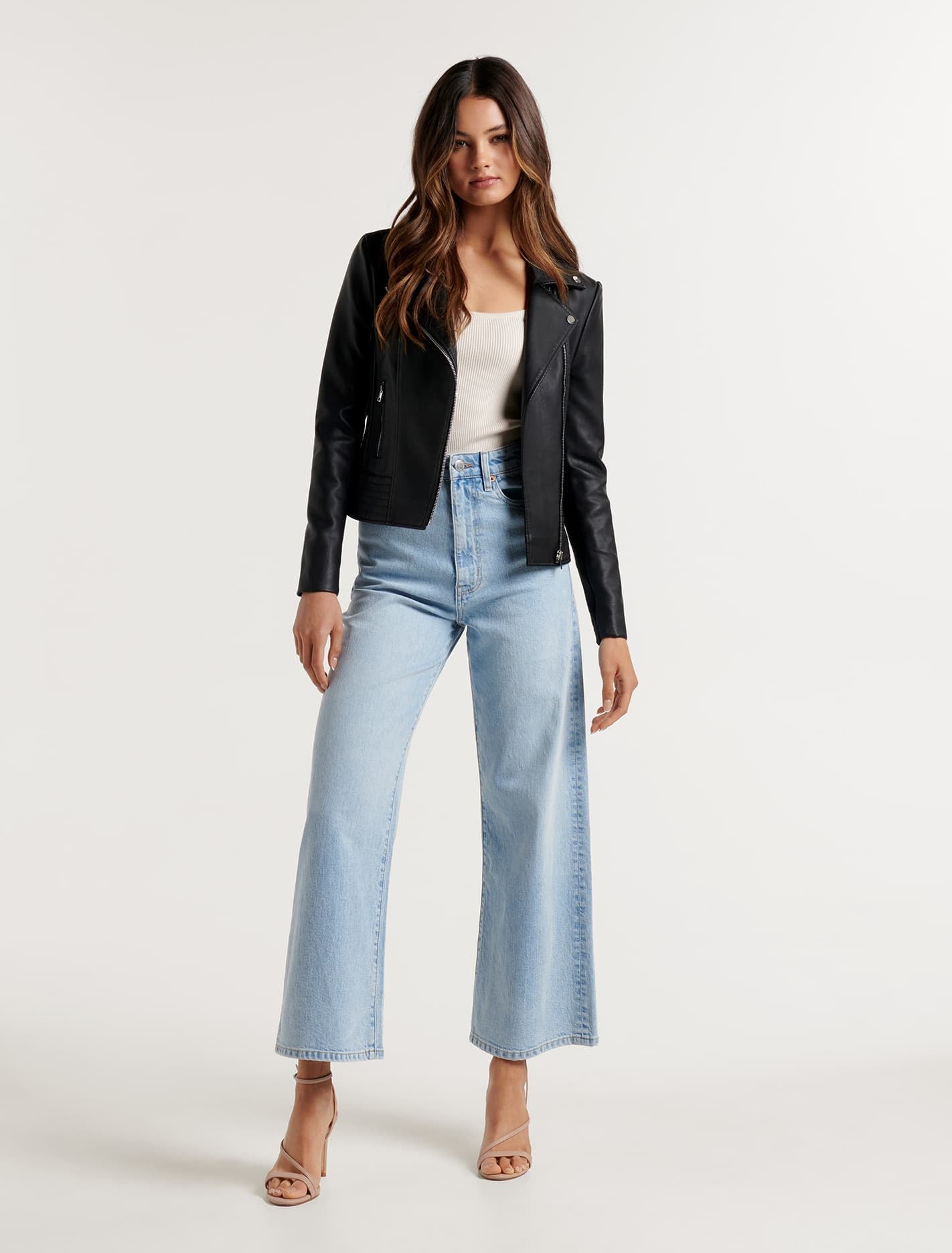 Skye Vegan Leather Biker Jacket Black