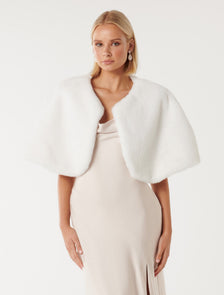 Clarissa Faux Fur Capelet Porcelain