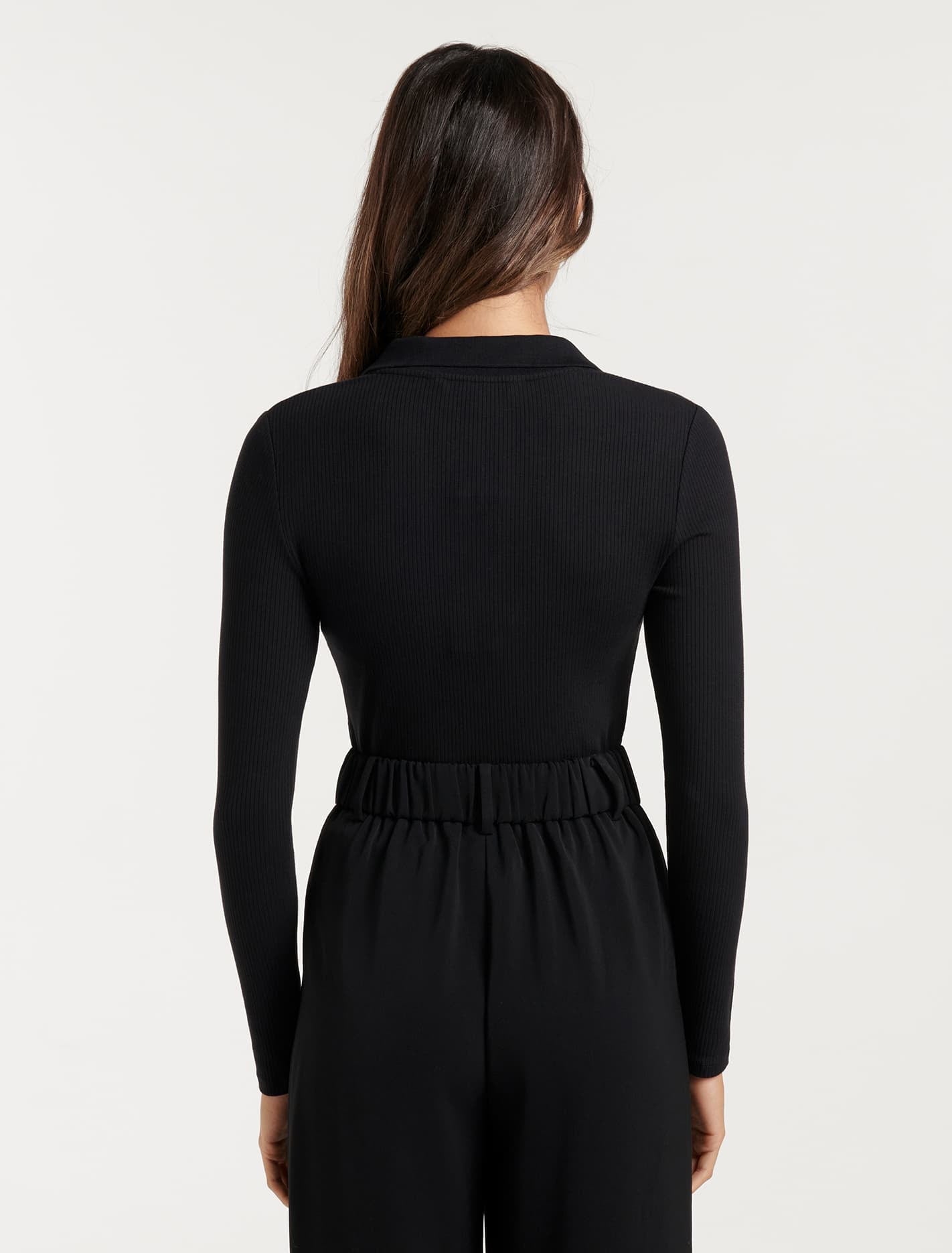 Julia Long Sleeve Polo Black