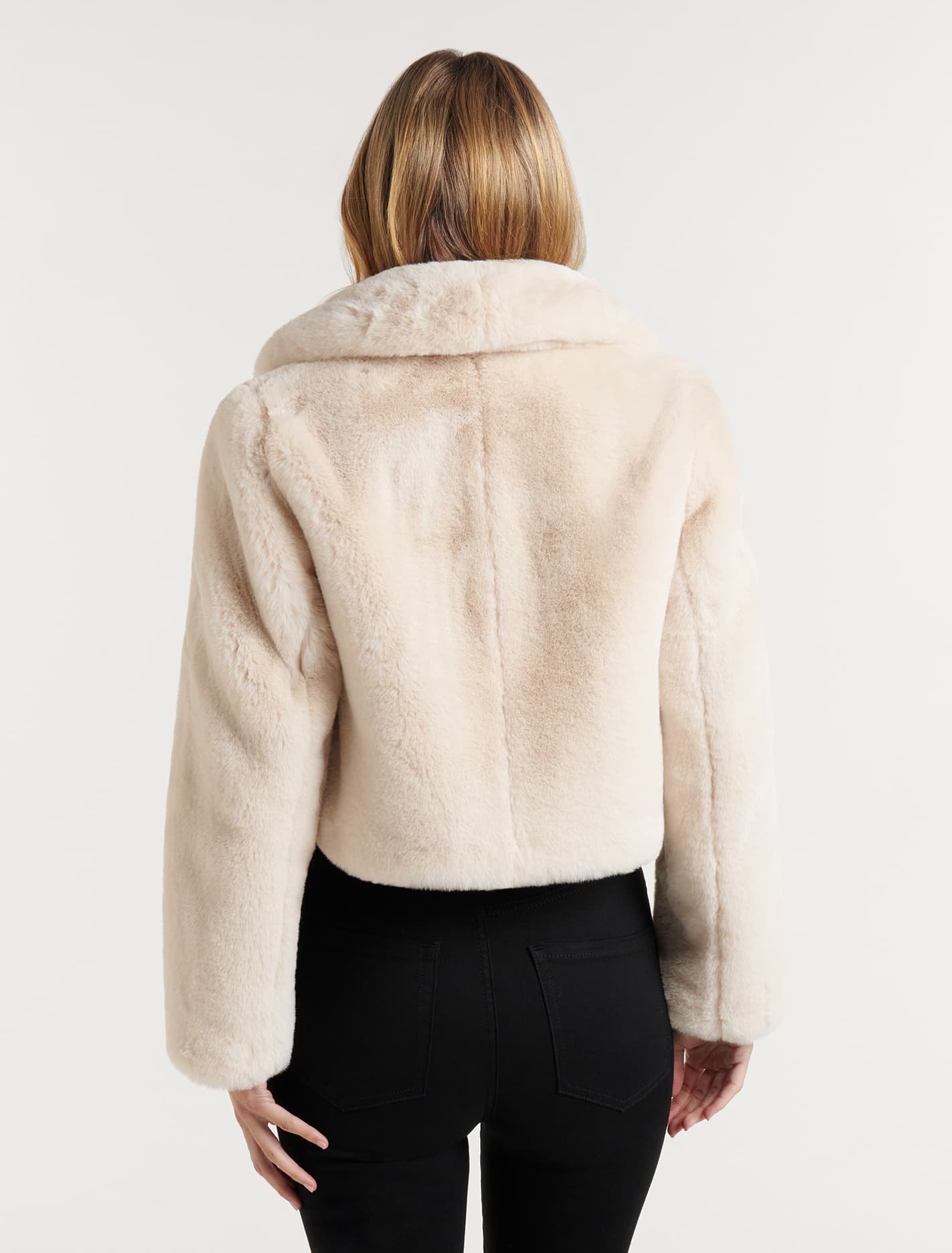 Amera Crop Faux Fur Coat Blush