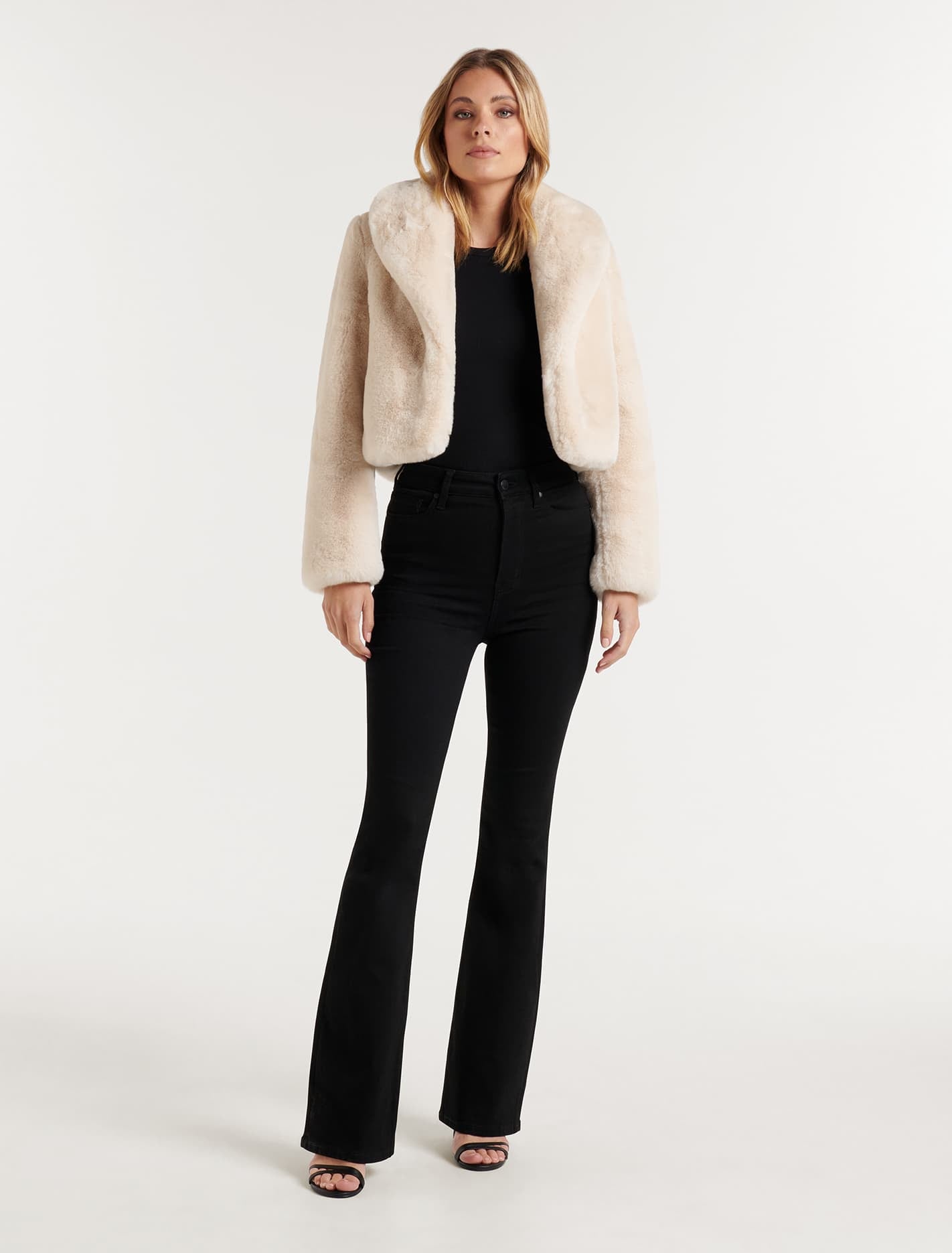 Amera Crop Faux Fur Coat Blush