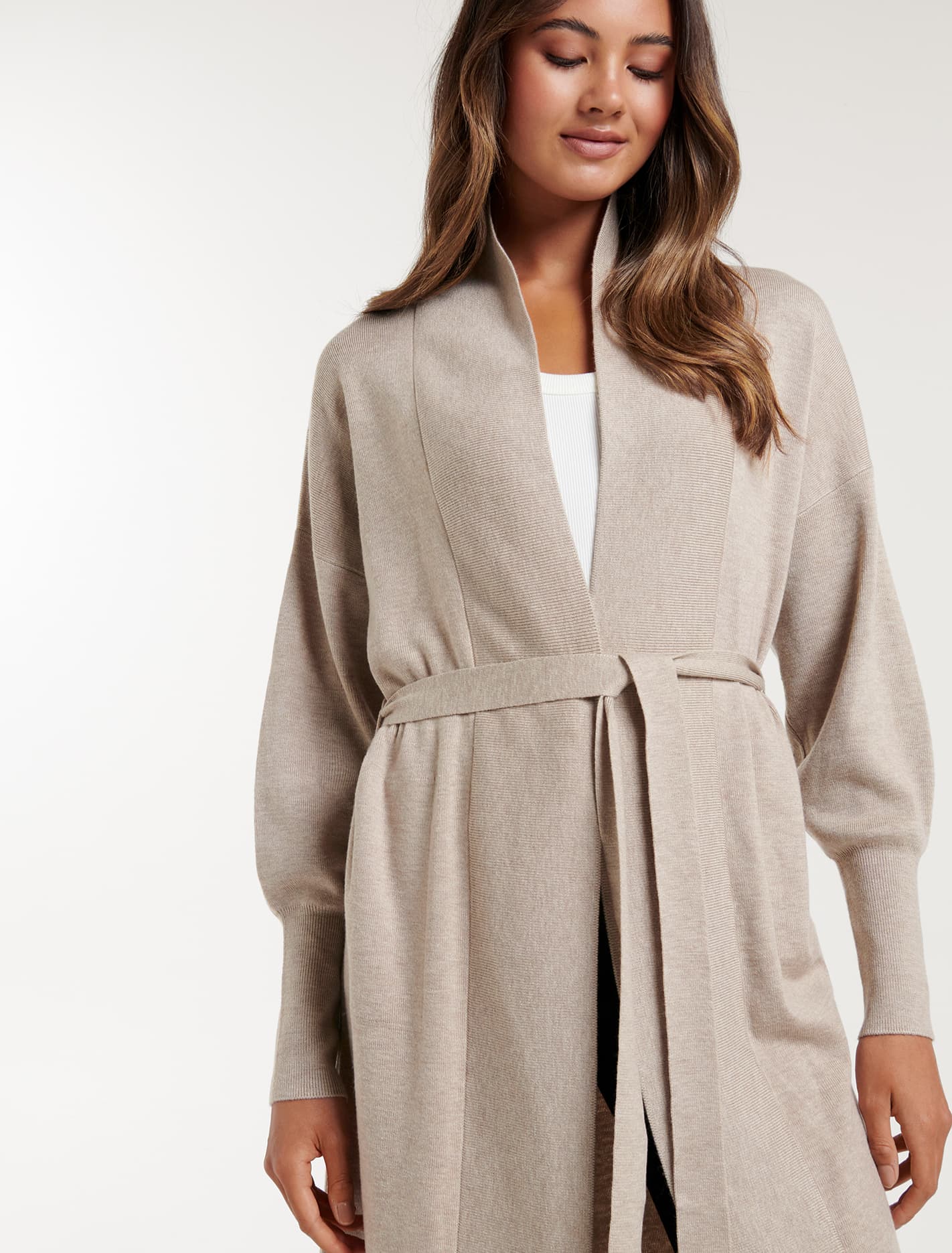 Charlie longline cardigan Sandstone
