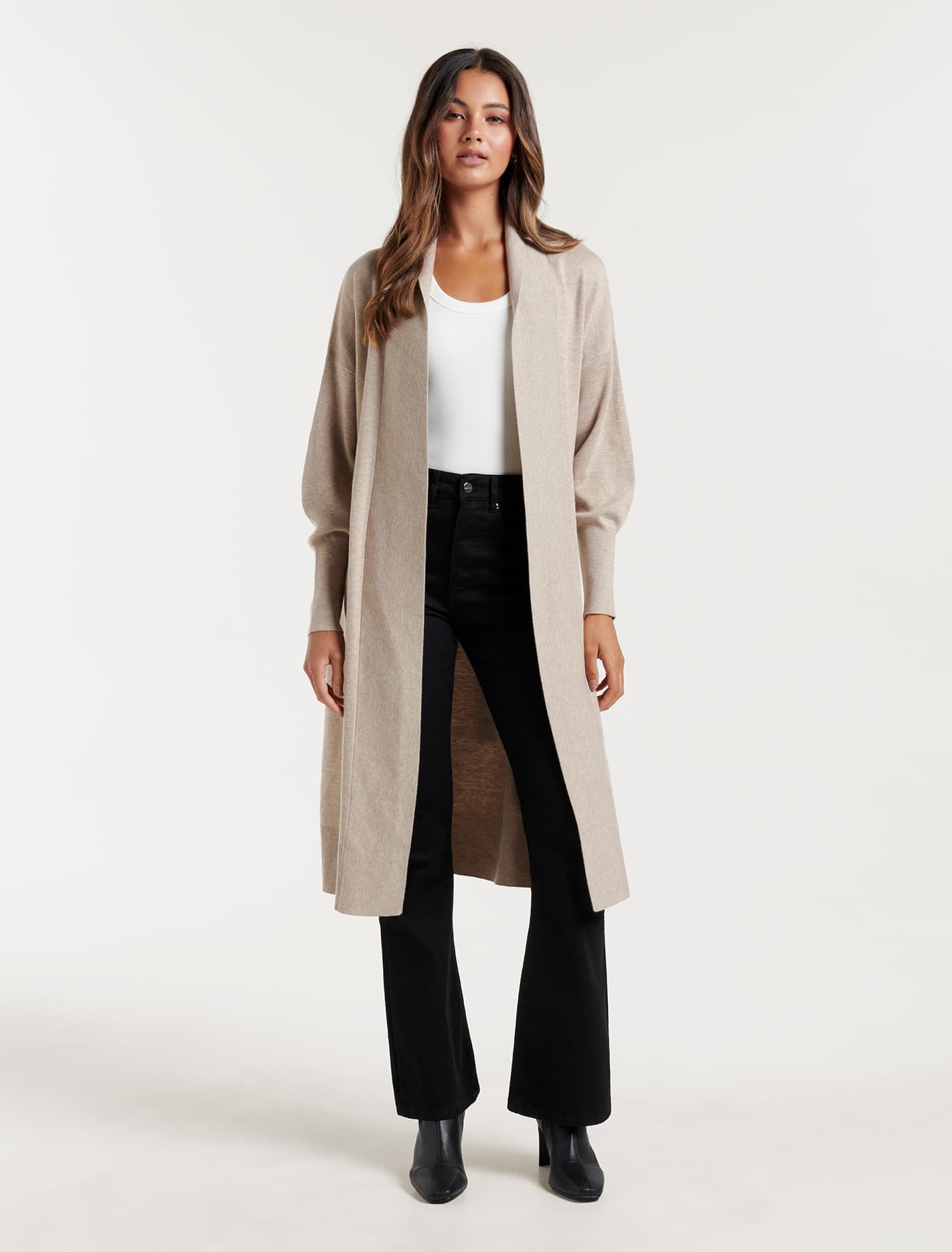 Charlie longline cardigan Sandstone