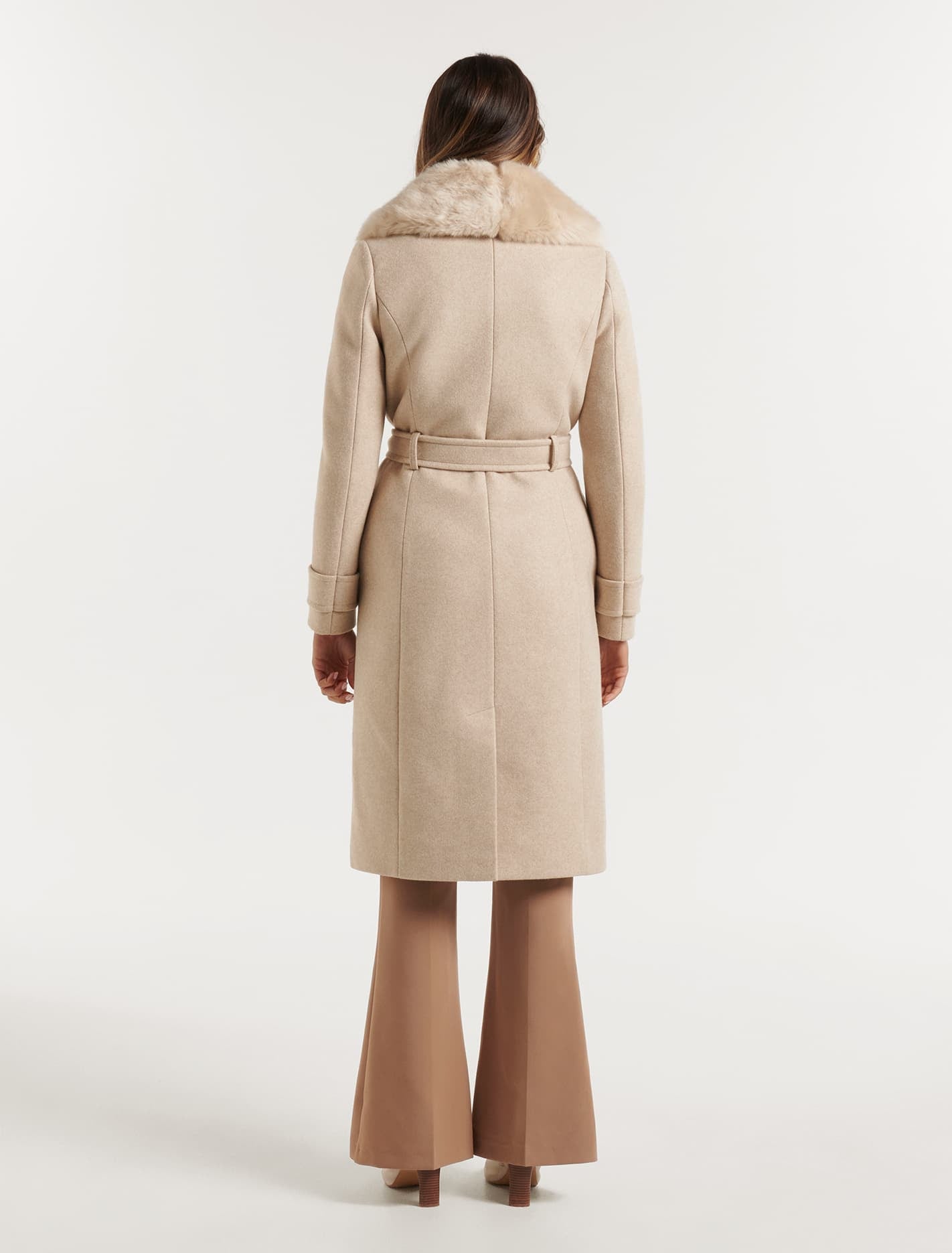 Nora Fur Collar Coat Camel Marle