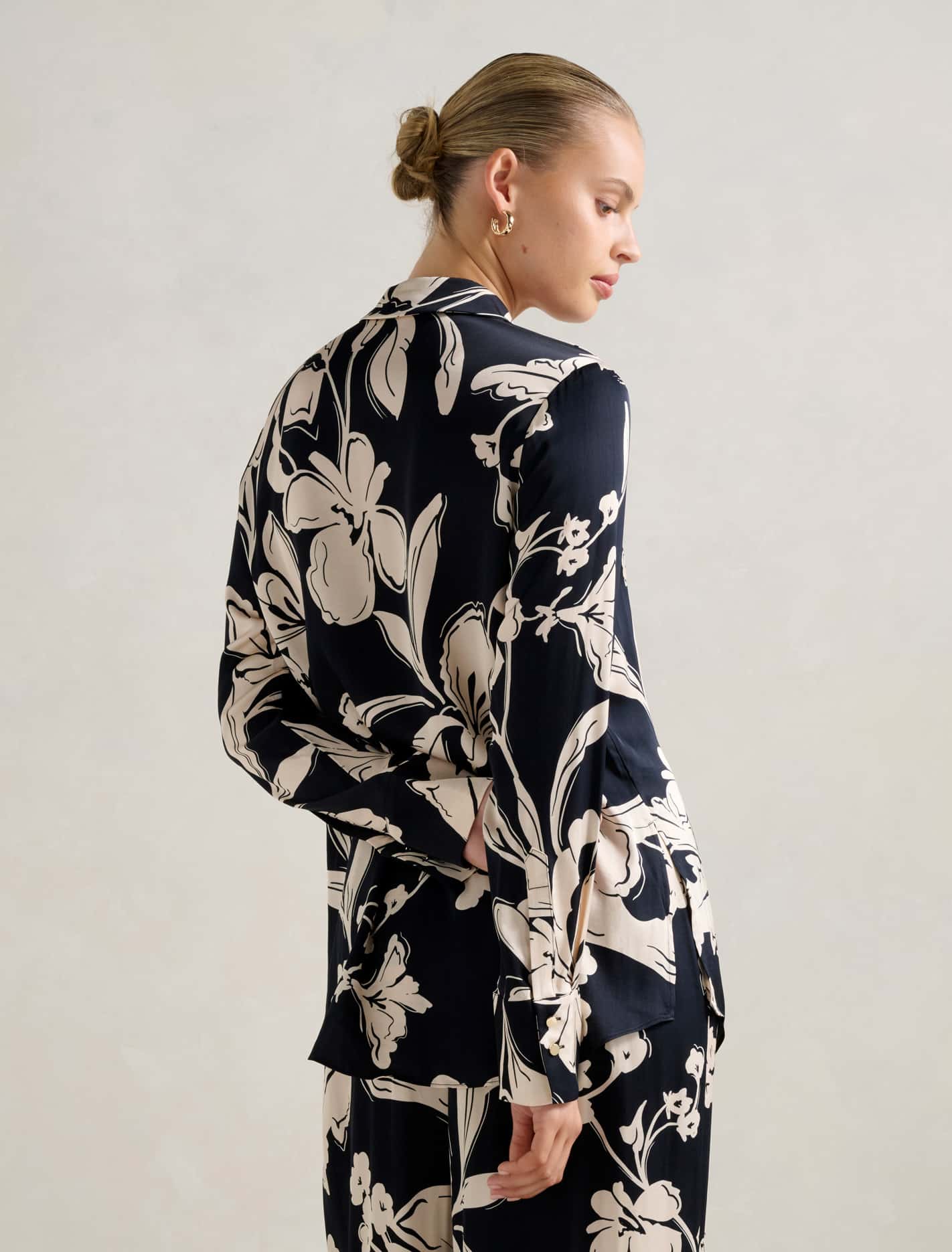 Lila Longline Printed Satin Shirt Hyland Floral Co-ord