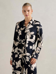 Lila Longline Printed Satin Shirt Hyland Floral Co-ord