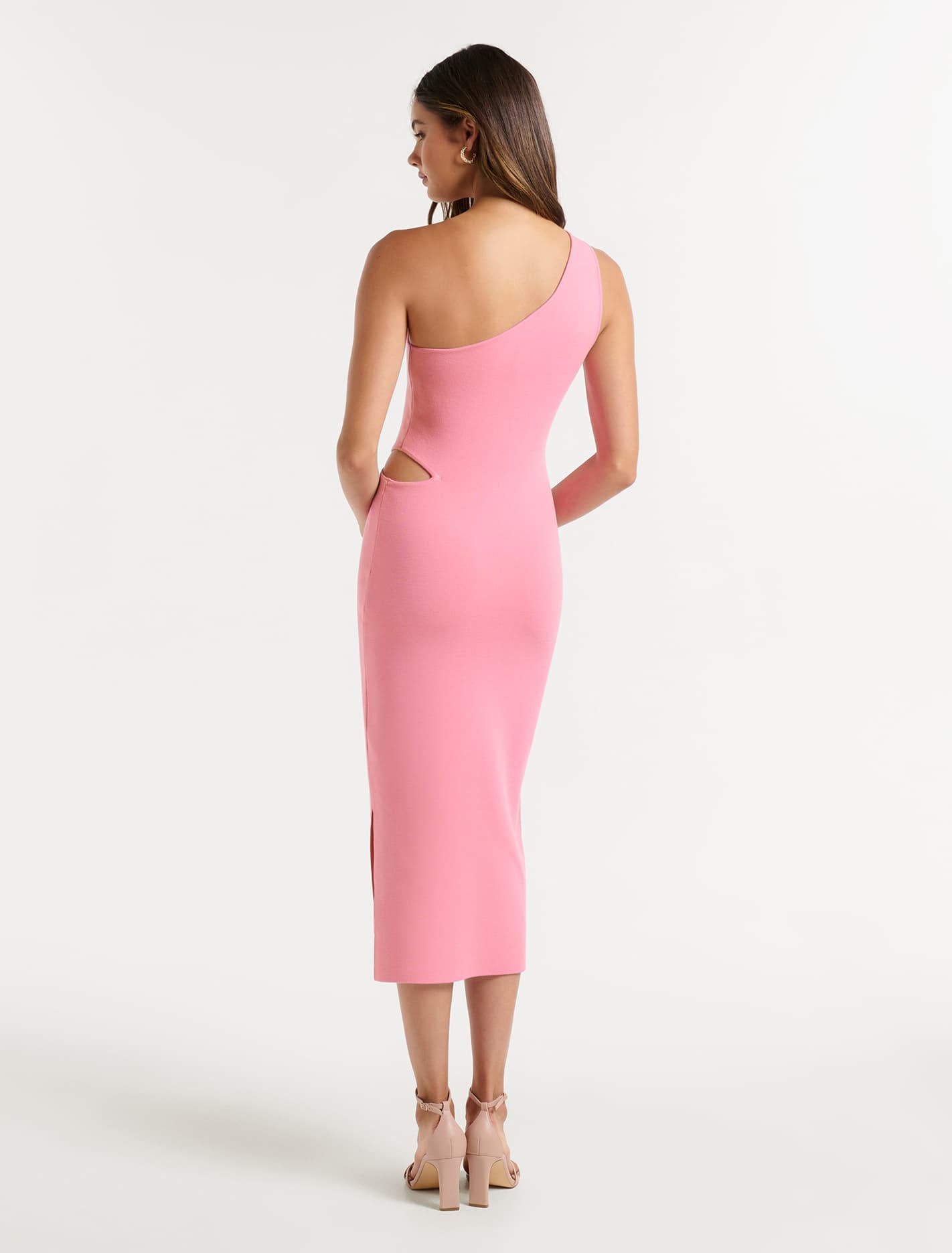 Everly One Shoulder Cut Out Dress Barbie Pink