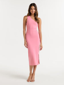 Everly One Shoulder Cut Out Dress Barbie Pink