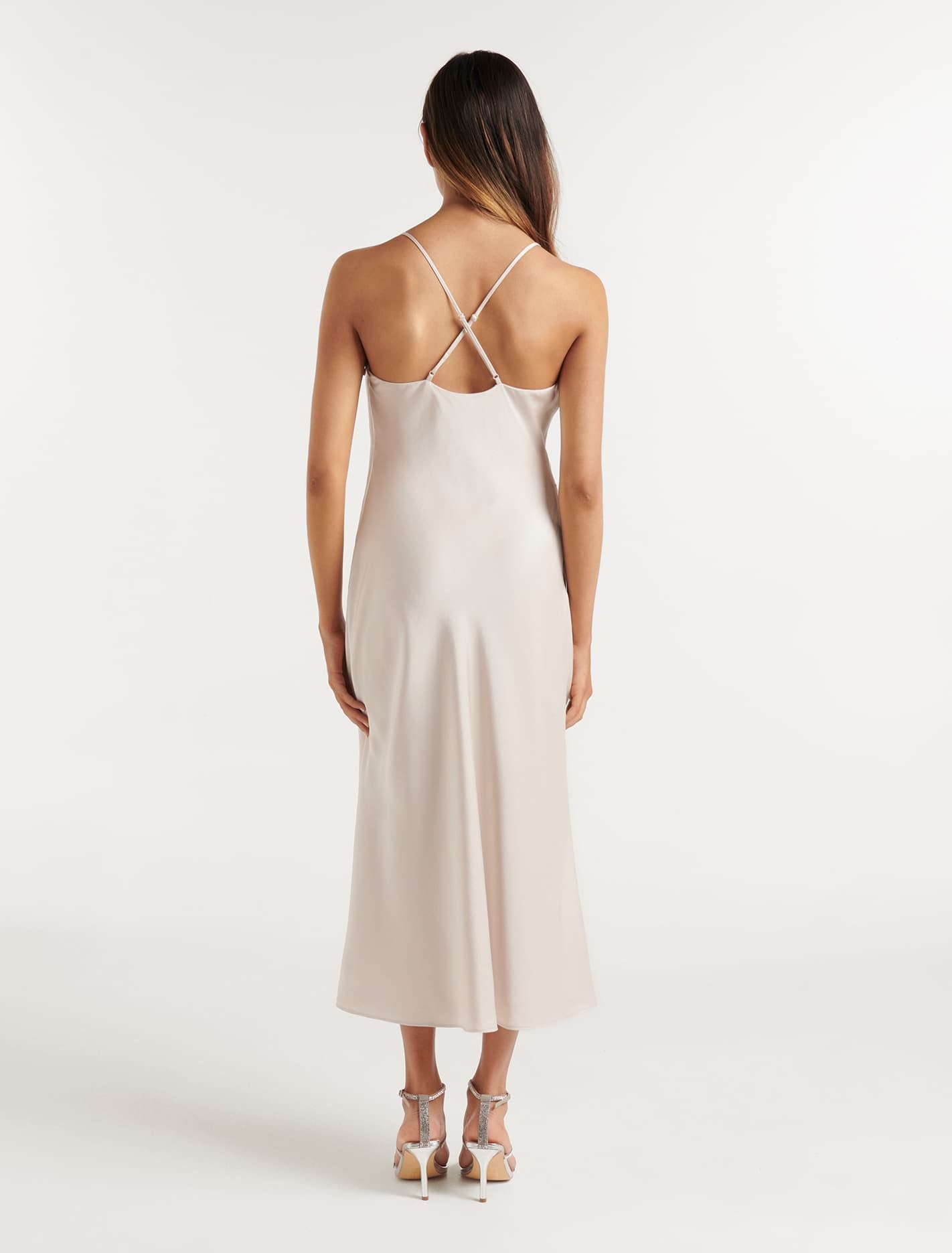 Opal Petite Bias Cowl Satin Midi Champagne
