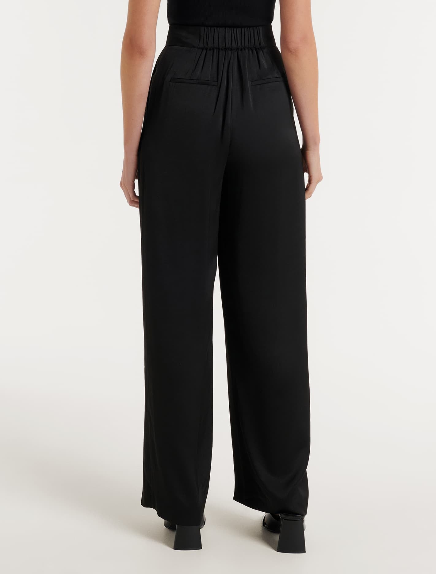 Alora Satin Wide Leg Pants Black