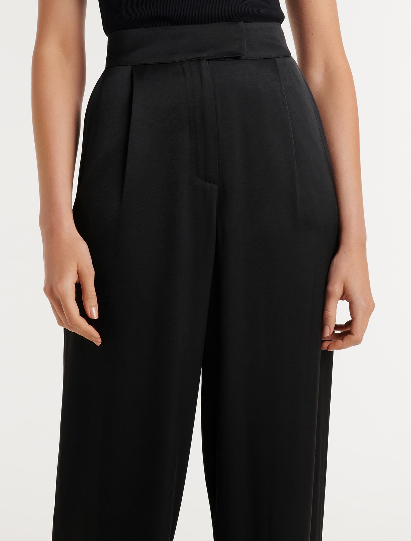 Alora Satin Wide Leg Pants Black