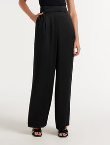 Alora Satin Wide Leg Pants Black