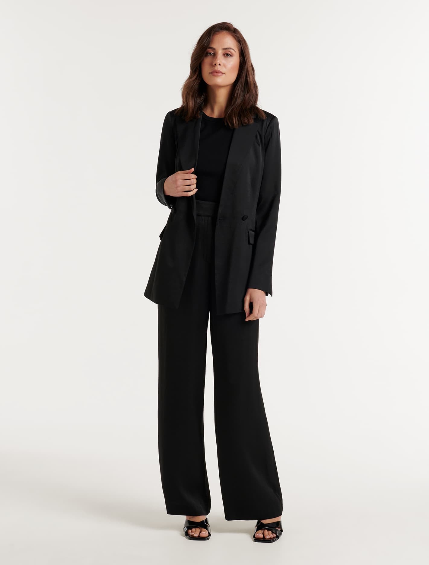 Alora Satin Wide Leg Pants Black
