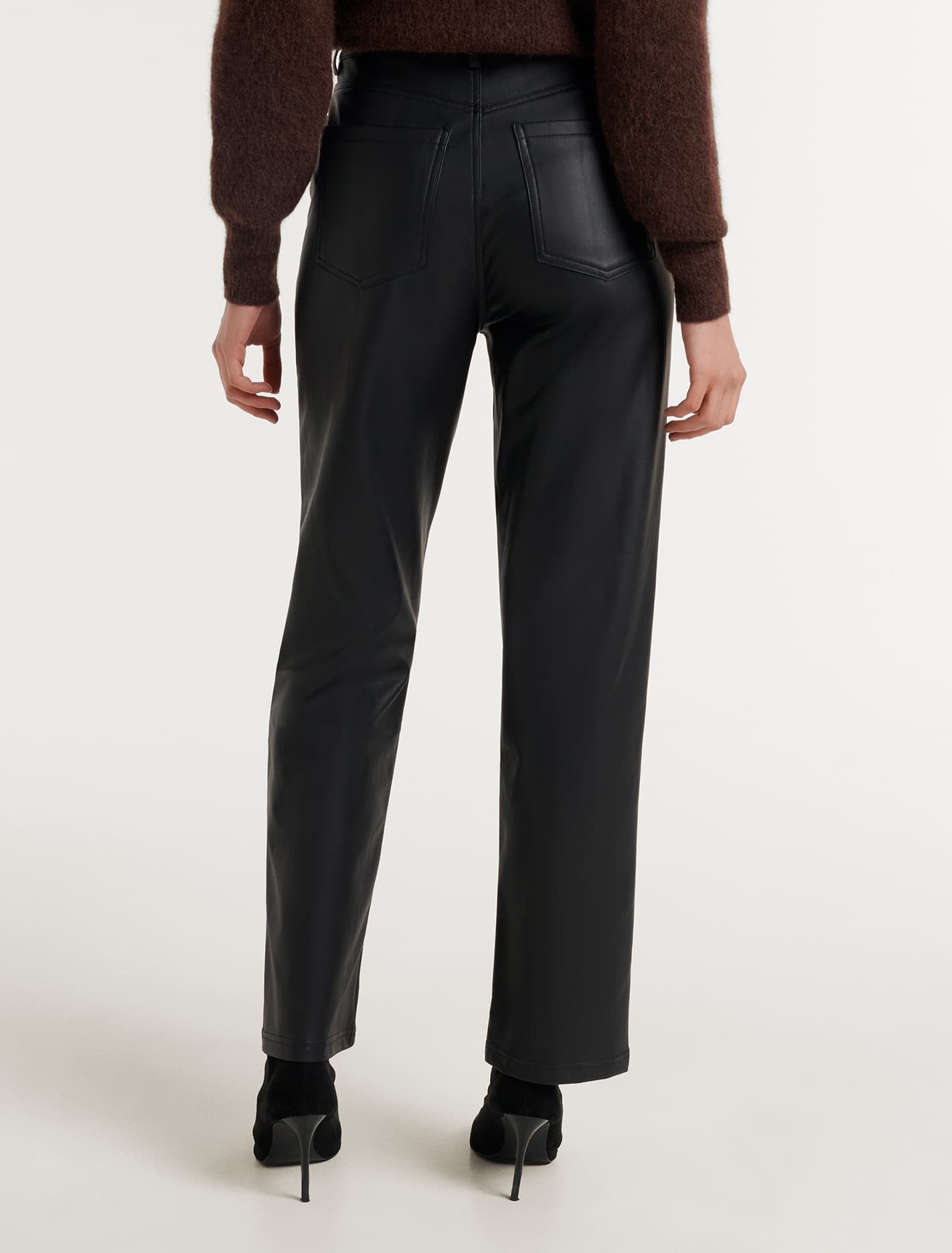 Jaclyn Vegan Leather Straight Leg Pant Black