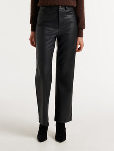 Jaclyn Vegan Leather Straight Leg Pant Black